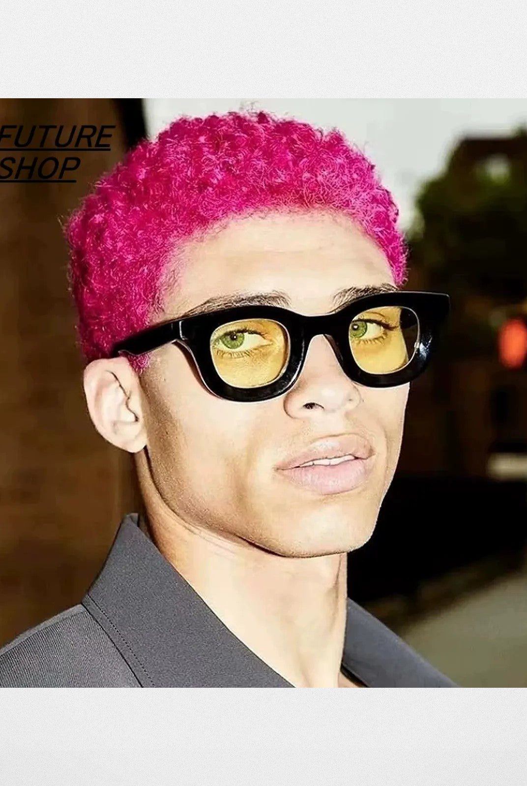 FUTURE UPDATE Oversized Geometric Sunglasses in Black - On Model