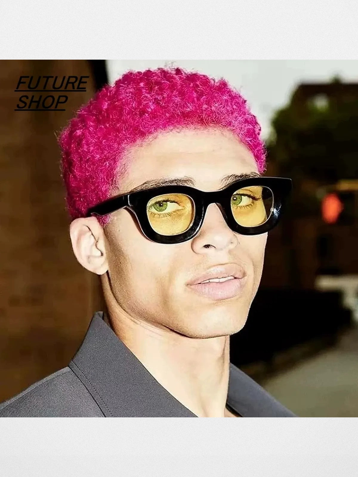 FUTURE UPDATE Oversized Geometric Sunglasses in Black - On Model