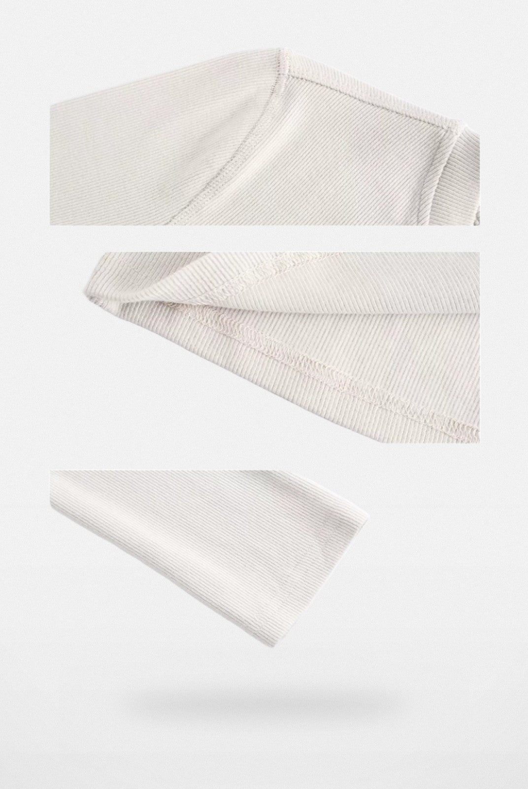 ARISEISM Slim Fit Ribbed Henley in Cream - Detail