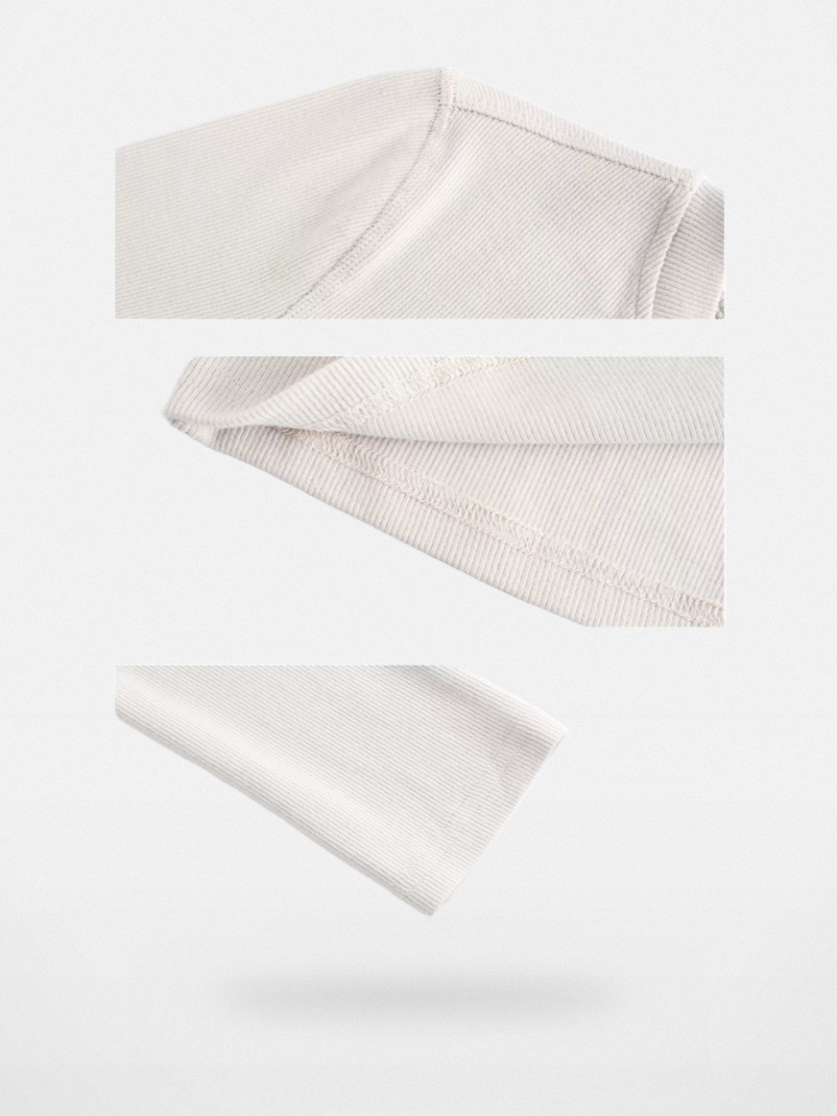 ARISEISM Slim Fit Ribbed Henley in Cream - Detail