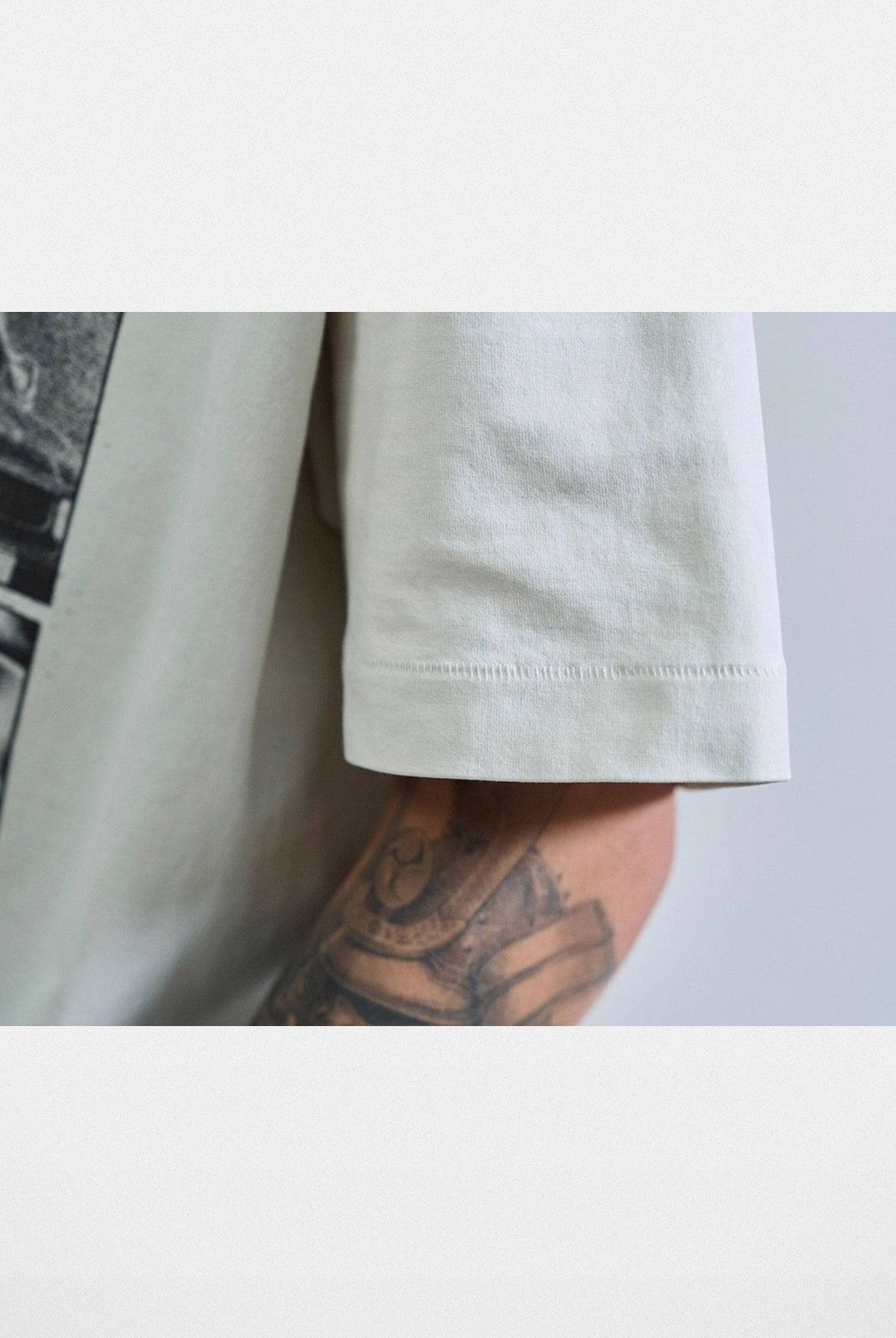 SWFI Distressed Graphic Single Stitch Tee in White - Detail