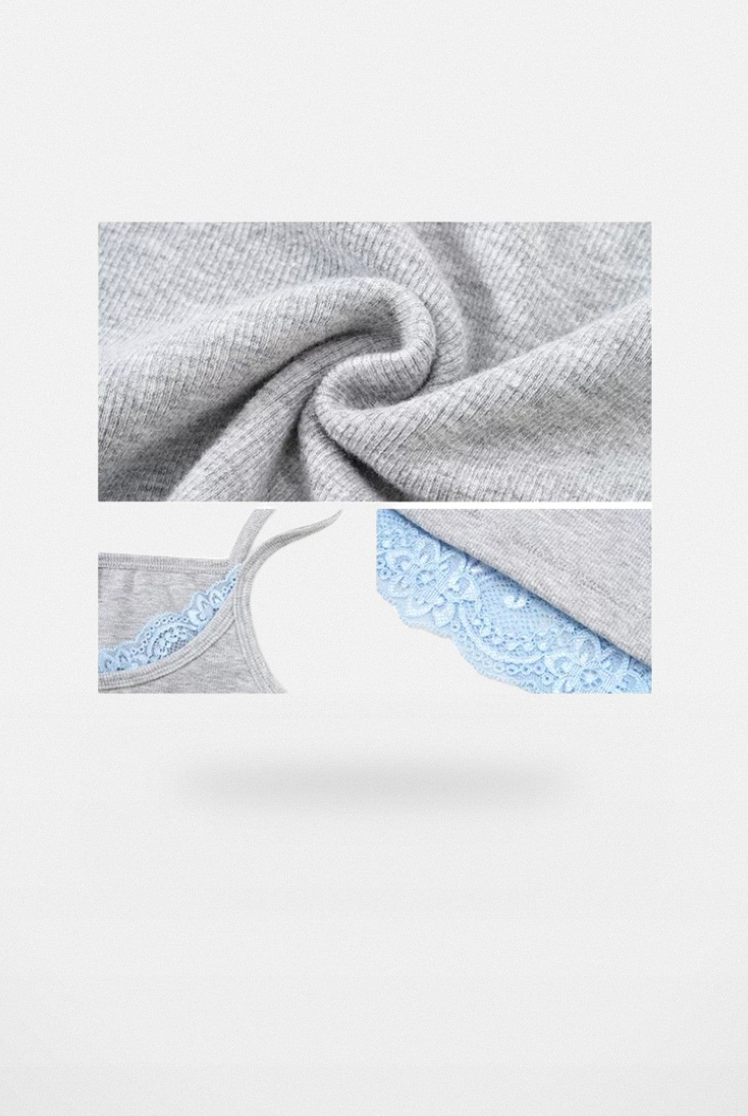 PUKI Faux Layered Lace Camisole in Gray - Detail