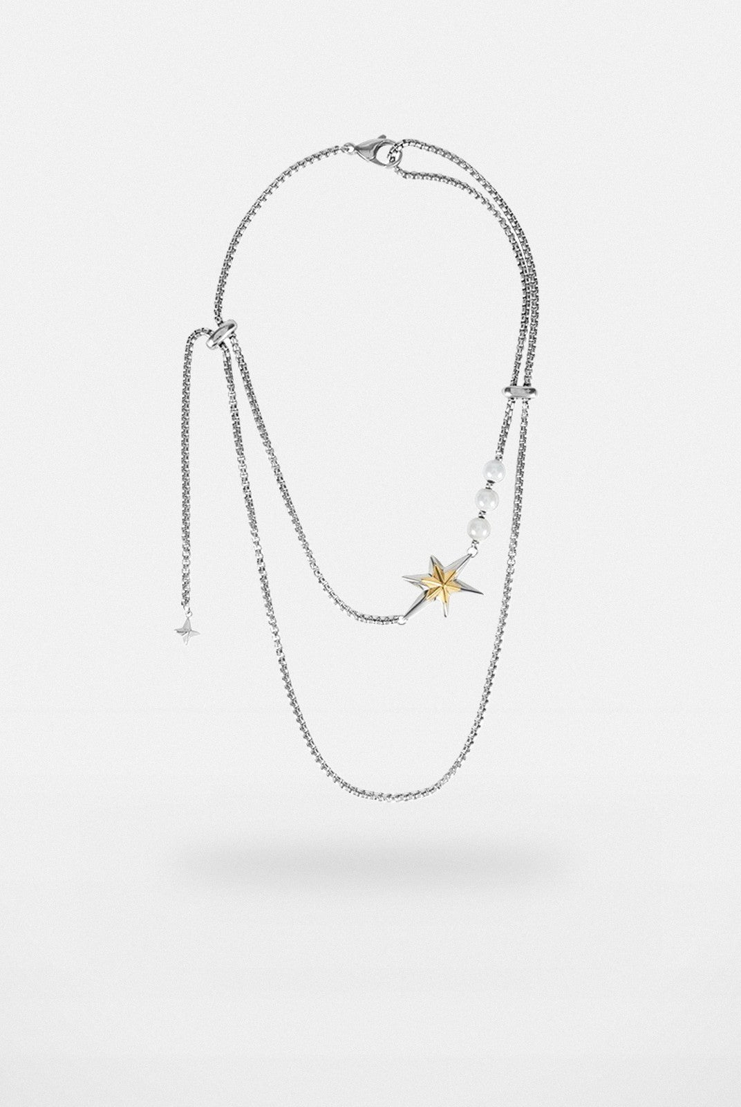 BLACKHEAD Star Pendant Pearl Layered Necklace in Gray