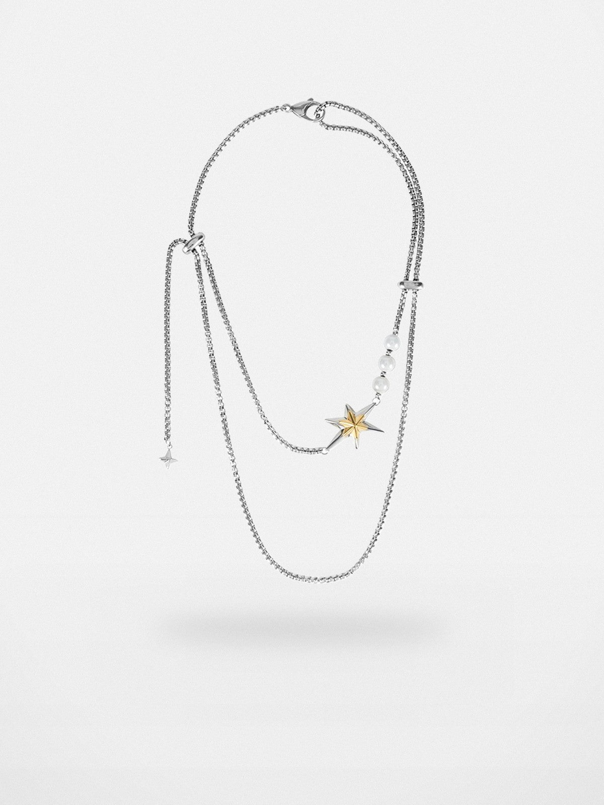 BLACKHEAD Star Pendant Pearl Layered Necklace in Gray