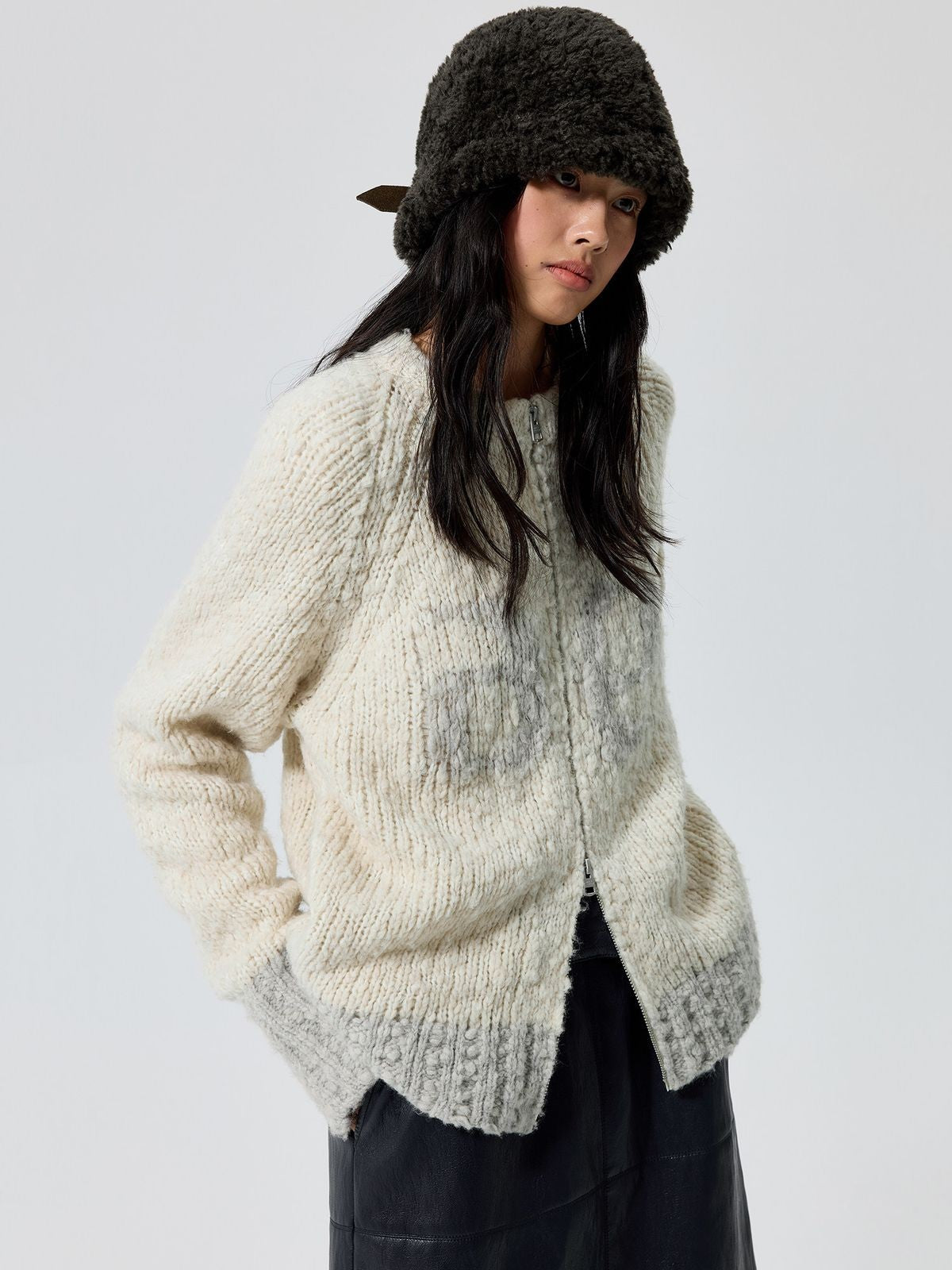 Simple Project Faux Shearling Sailor Hat in Black - On Female Model