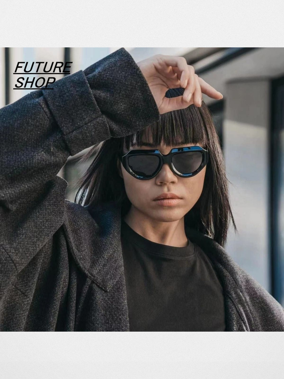 FUTURE UPDATE Geometric Acetate Sunglasses in Black - Lifestyle