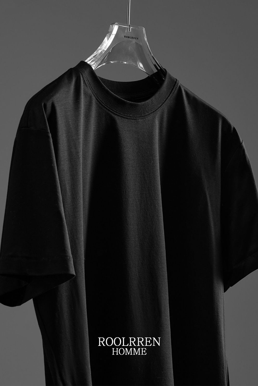 Roolrren Homme Silk Blend Crew Neck T Shirt in Black
