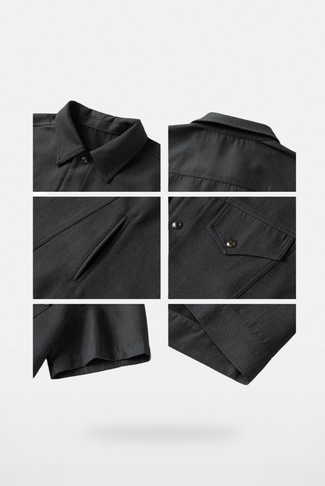 Y OFFICIAL Snap Front Short Sleeve Shirt Jacket in Gray