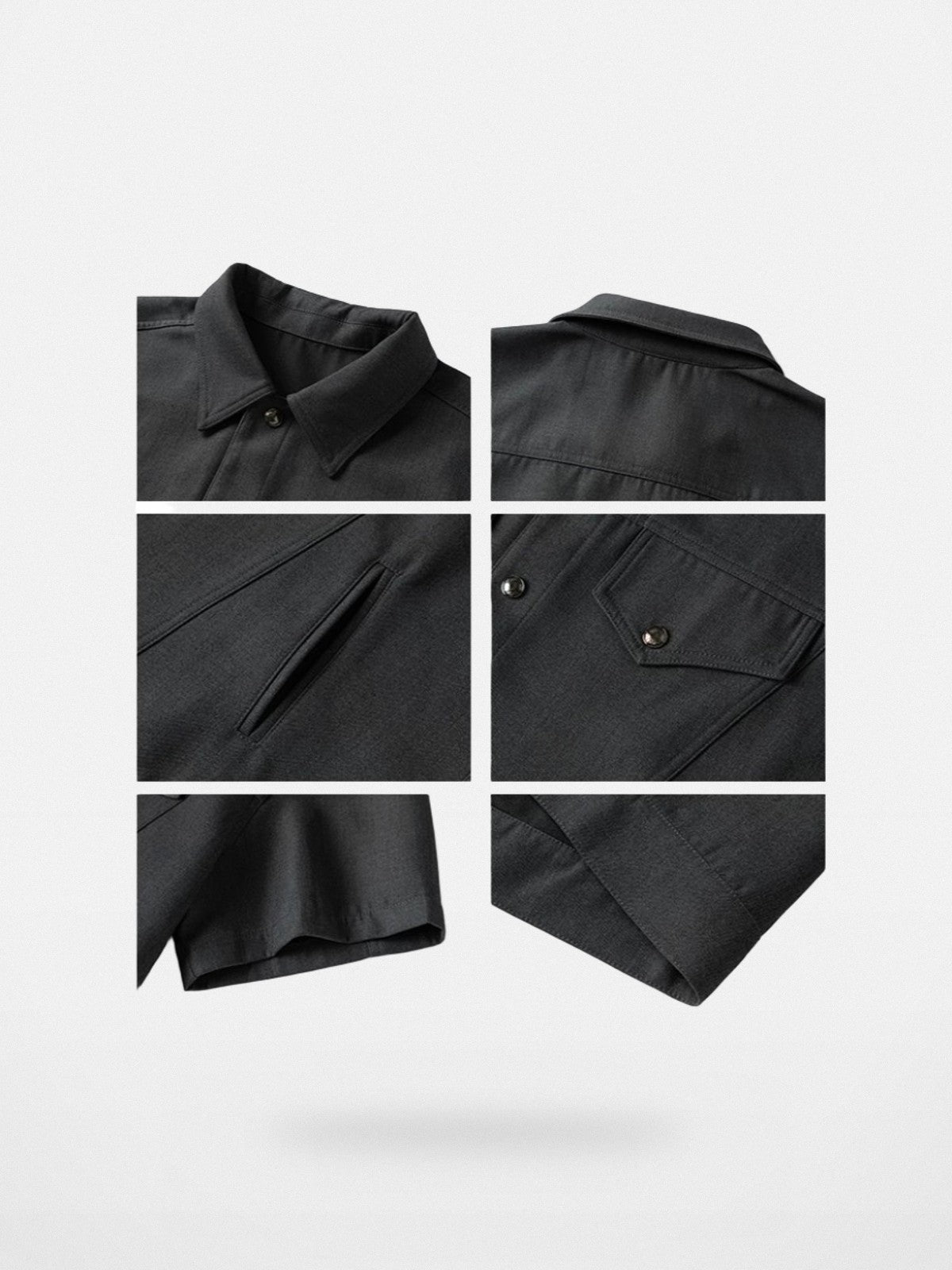 Y OFFICIAL Snap Front Short Sleeve Shirt Jacket in Gray