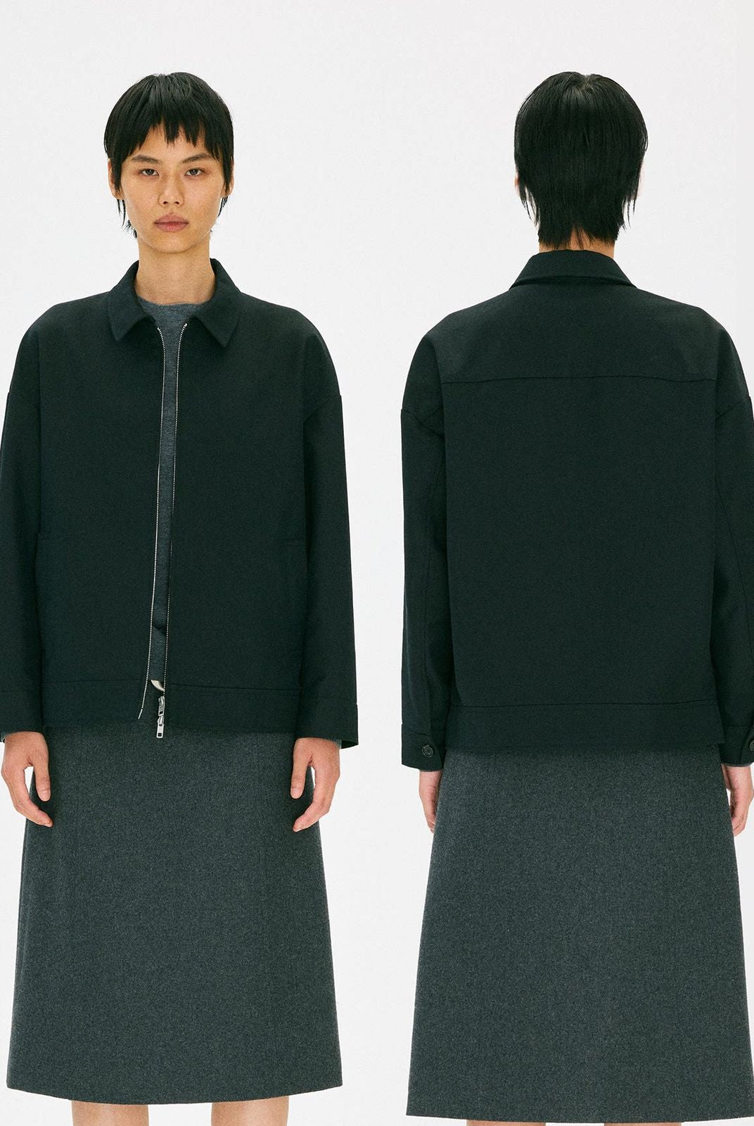 Alright then Oversized Harrington Jacket in Black - On Model