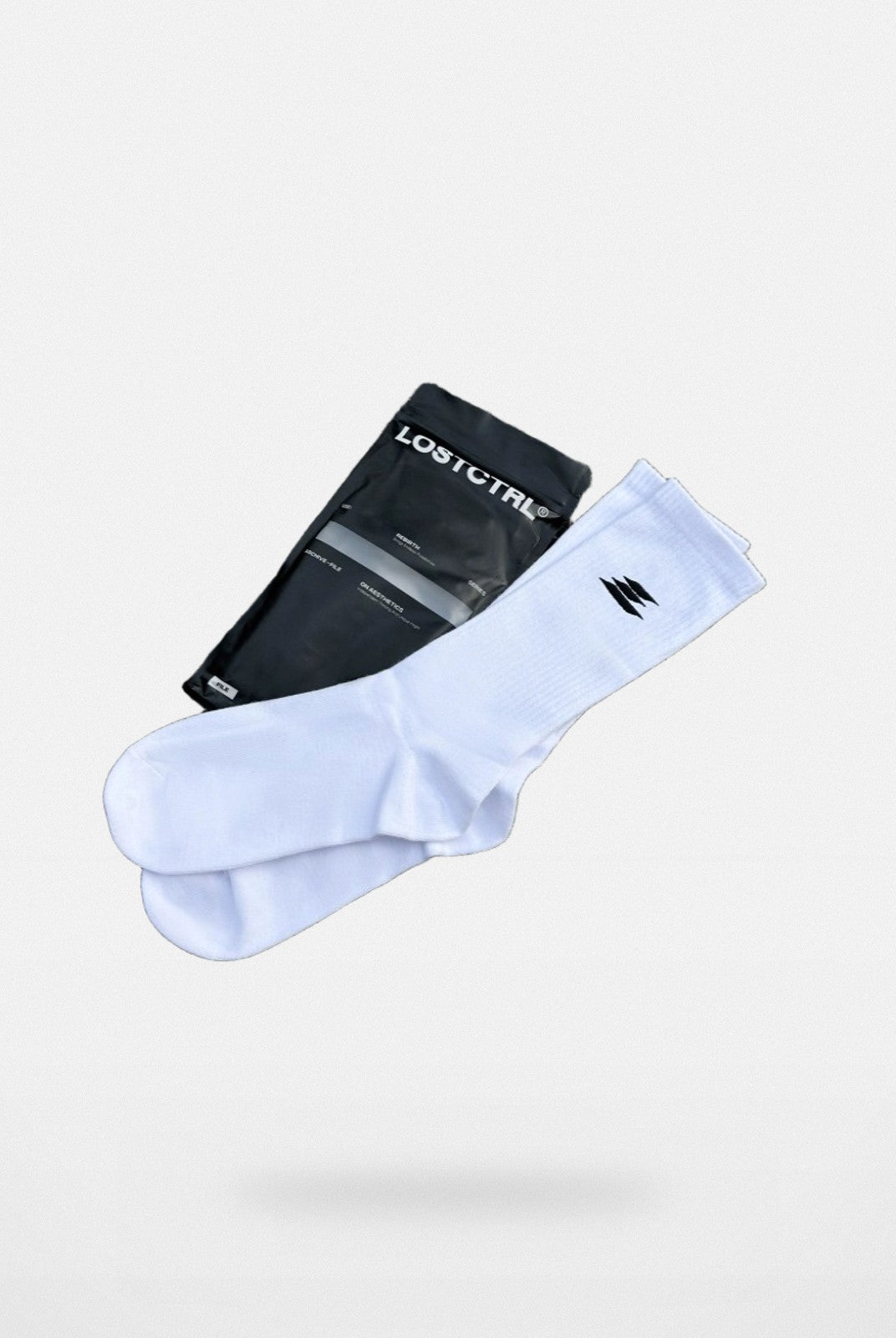 LOSTCTRL Cotton Logo Crew Socks in White