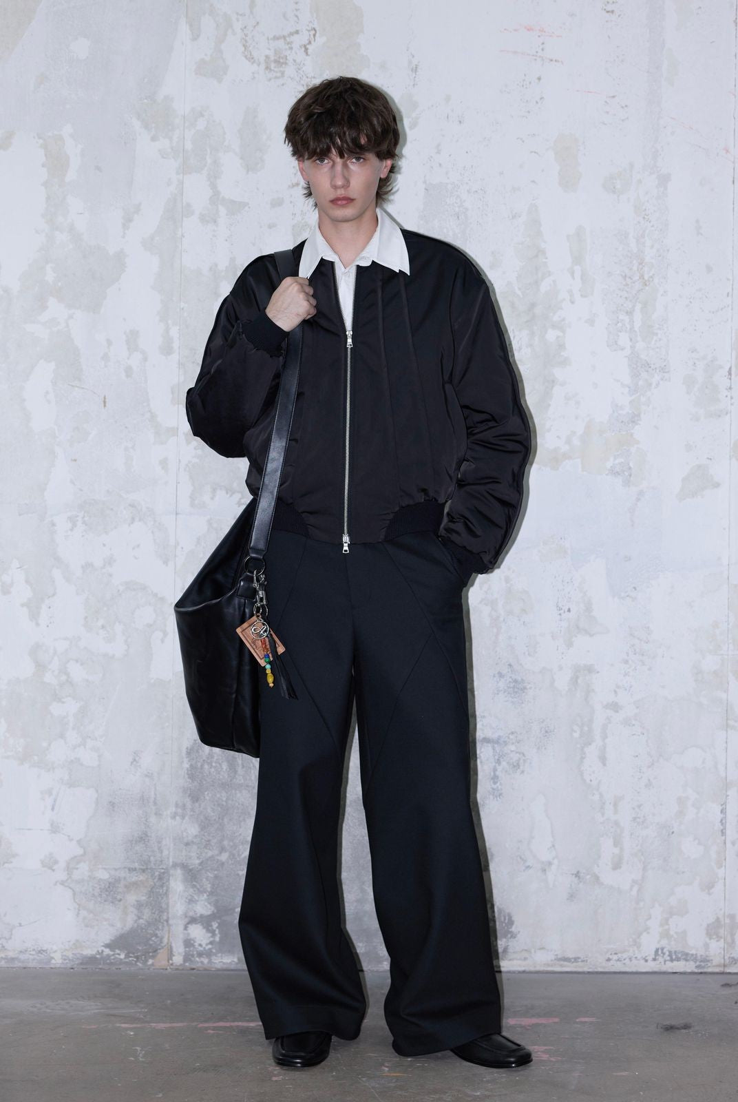 AFterTaste High Density Nylon Split Panel Bomber in Black - On Model