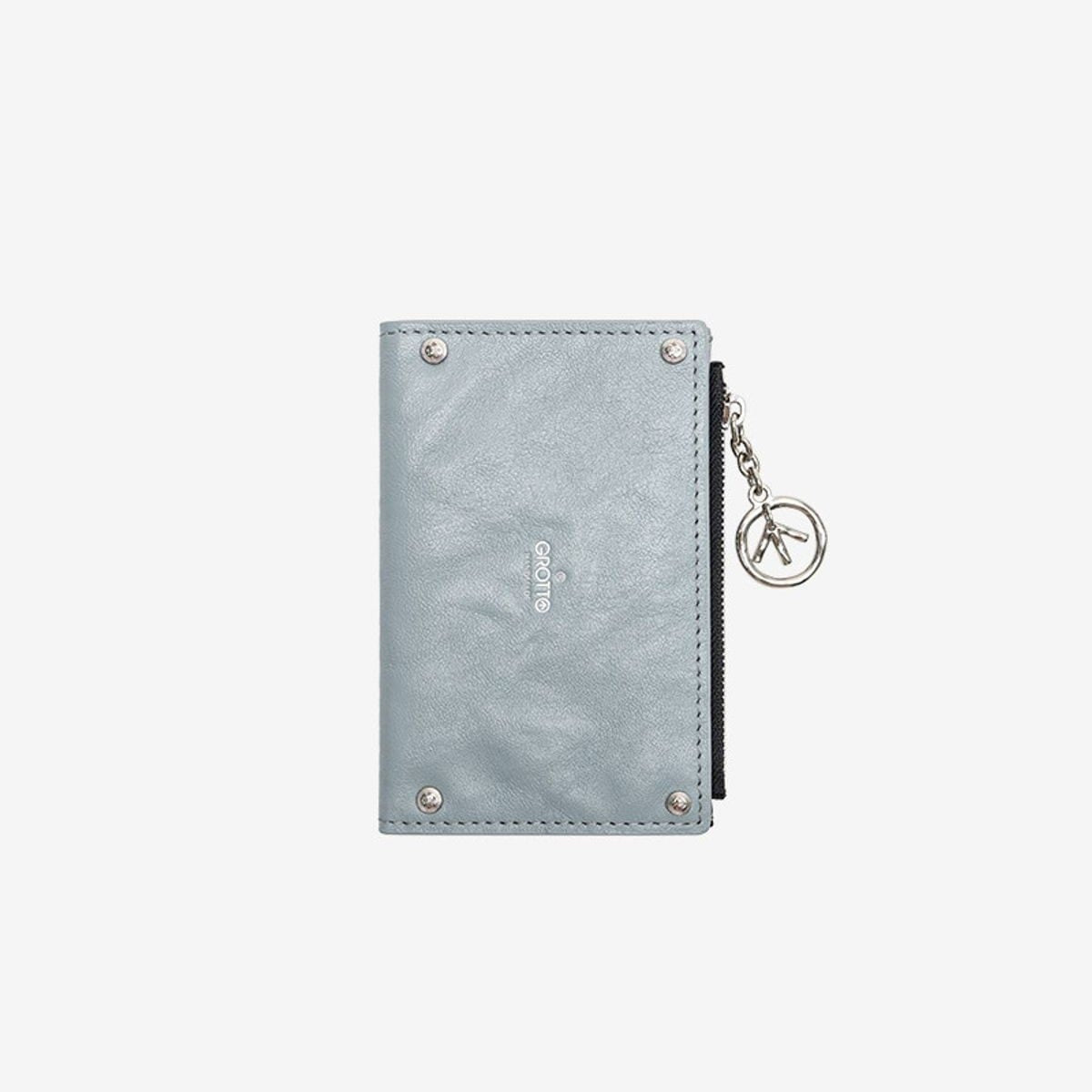 Grotto Vegetable Tanned Sheepskin Card Holder in Sky Blue