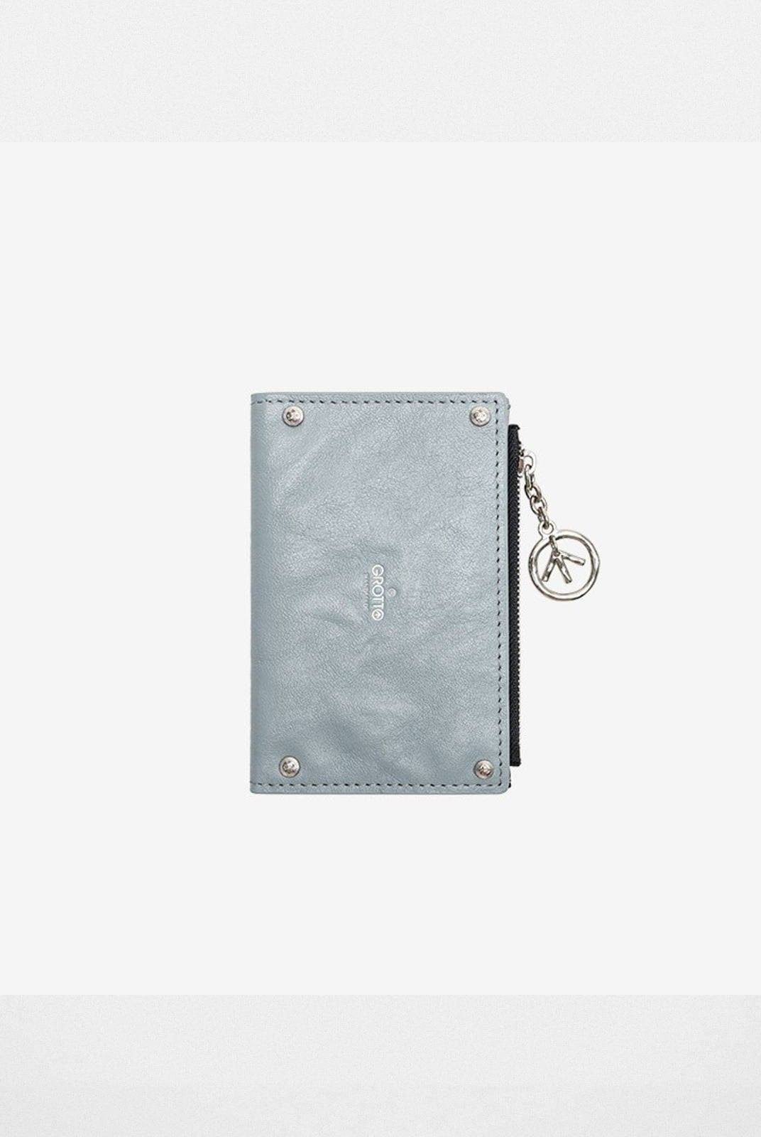 Grotto Vegetable Tanned Sheepskin Card Holder in Sky Blue