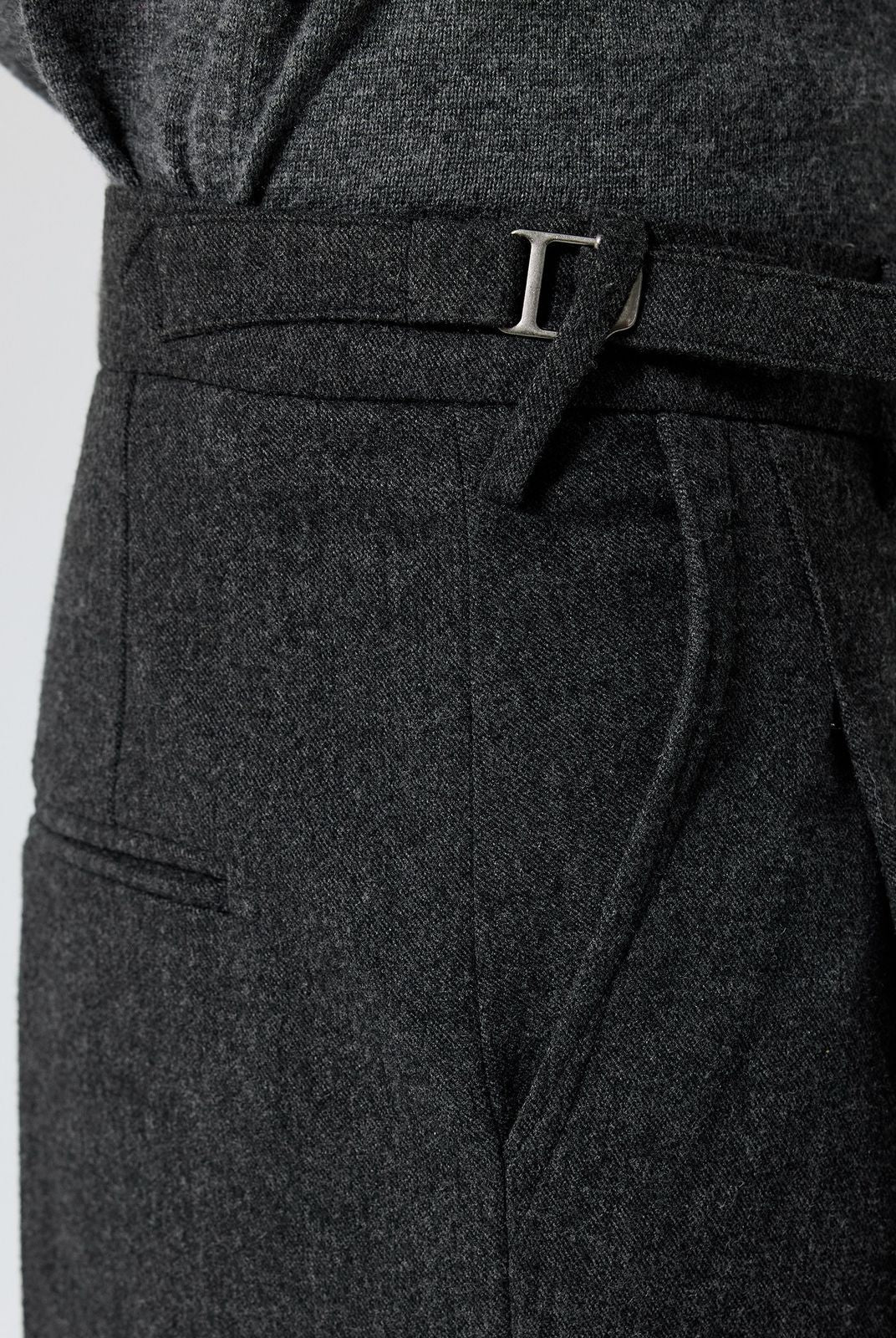 Simple Project Pleated Wool Blend Tapered Trousers in Dark Gray - On Model