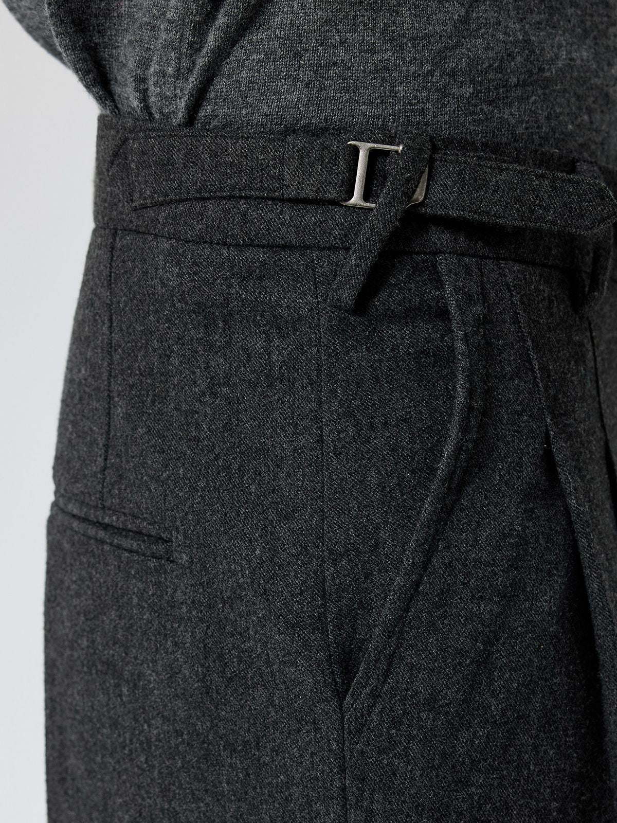 Simple Project Pleated Wool Blend Tapered Trousers in Dark Gray - On Model