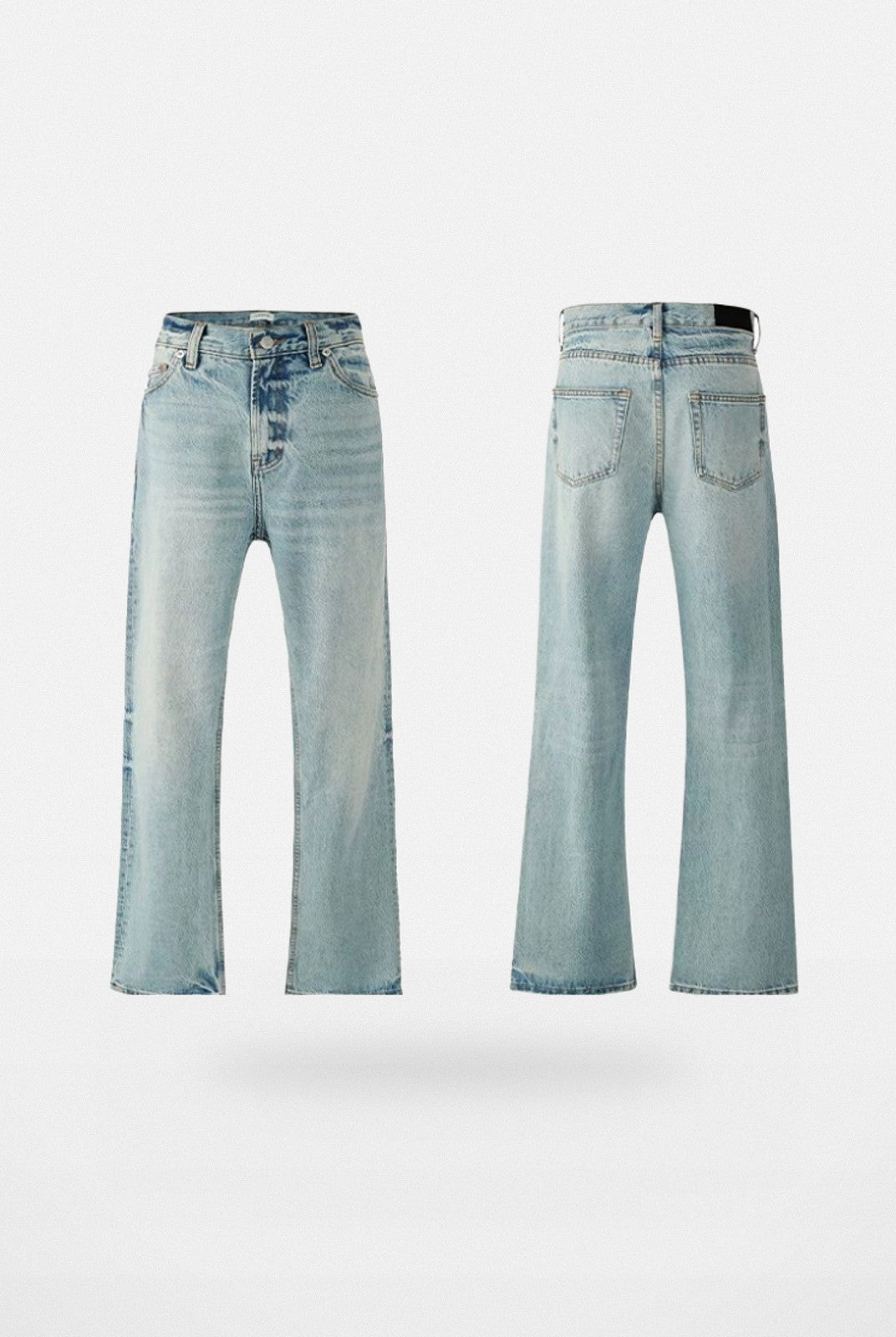 VLABMADE Ice Blue Distressed Micro Flare Jeans in Blue