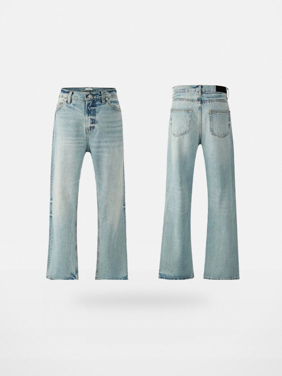 VLABMADE Ice Blue Distressed Micro Flare Jeans in Blue