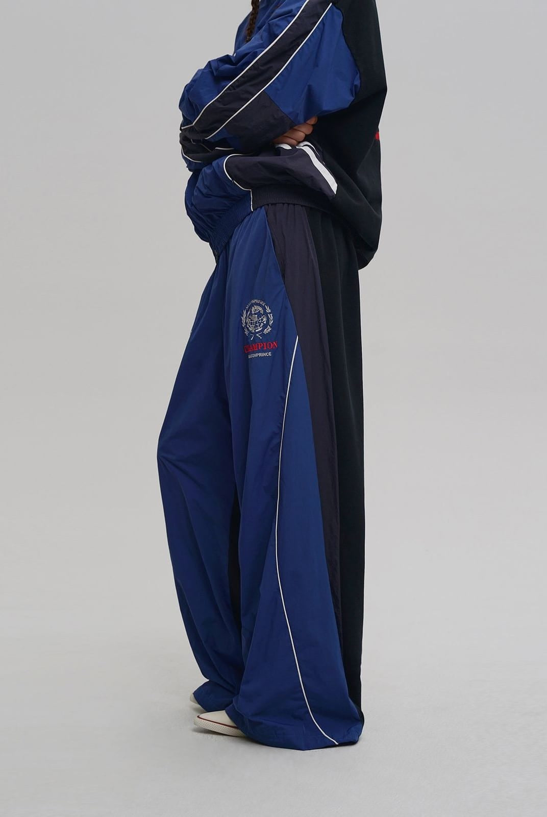 MasonPrince Deconstructed Patchwork Track Jacket in Black - On Model