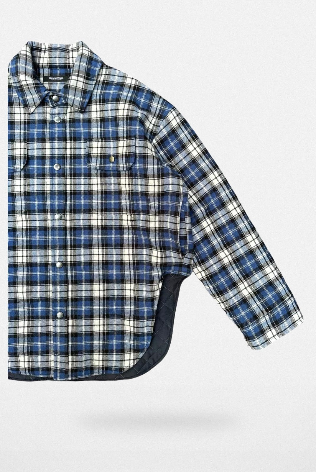 UNKNOWNWORLD Oversized Padded Flannel Shirt in White