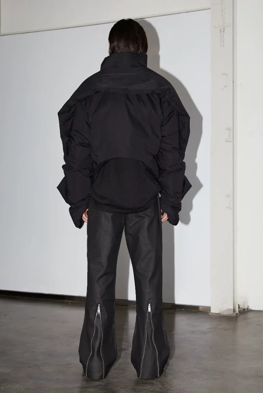 Y OFFICIAL Batwing Sleeve Down Puffer in Black - On Model