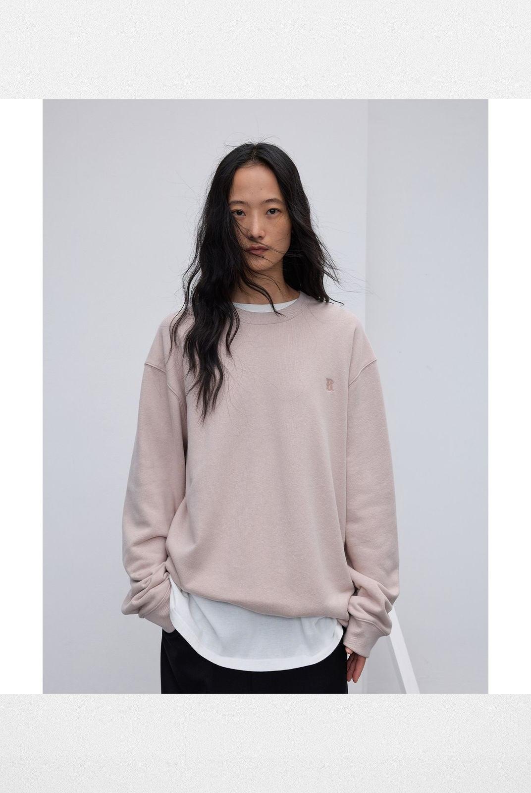 RandomPiece Cotton Kapok Blend Sweatshirt in Pink - On Model