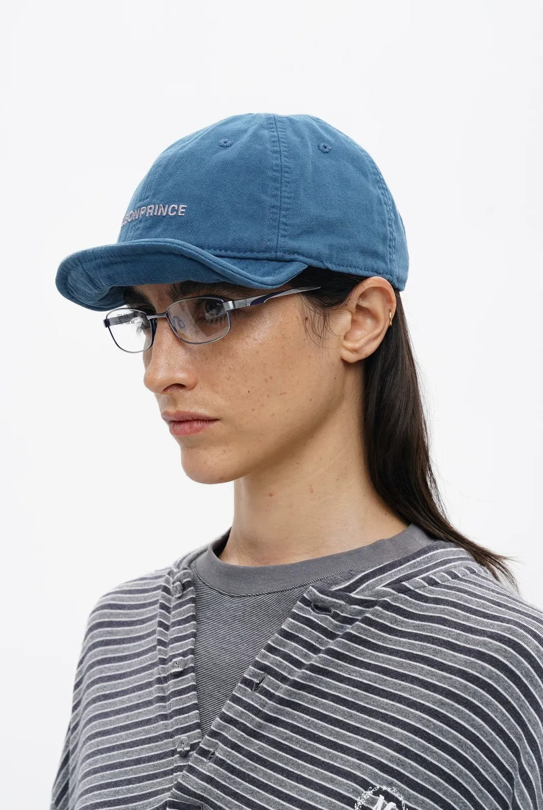 MASONPRINCE Twisted Design Flat Top Cap in Navy Blue - On Model