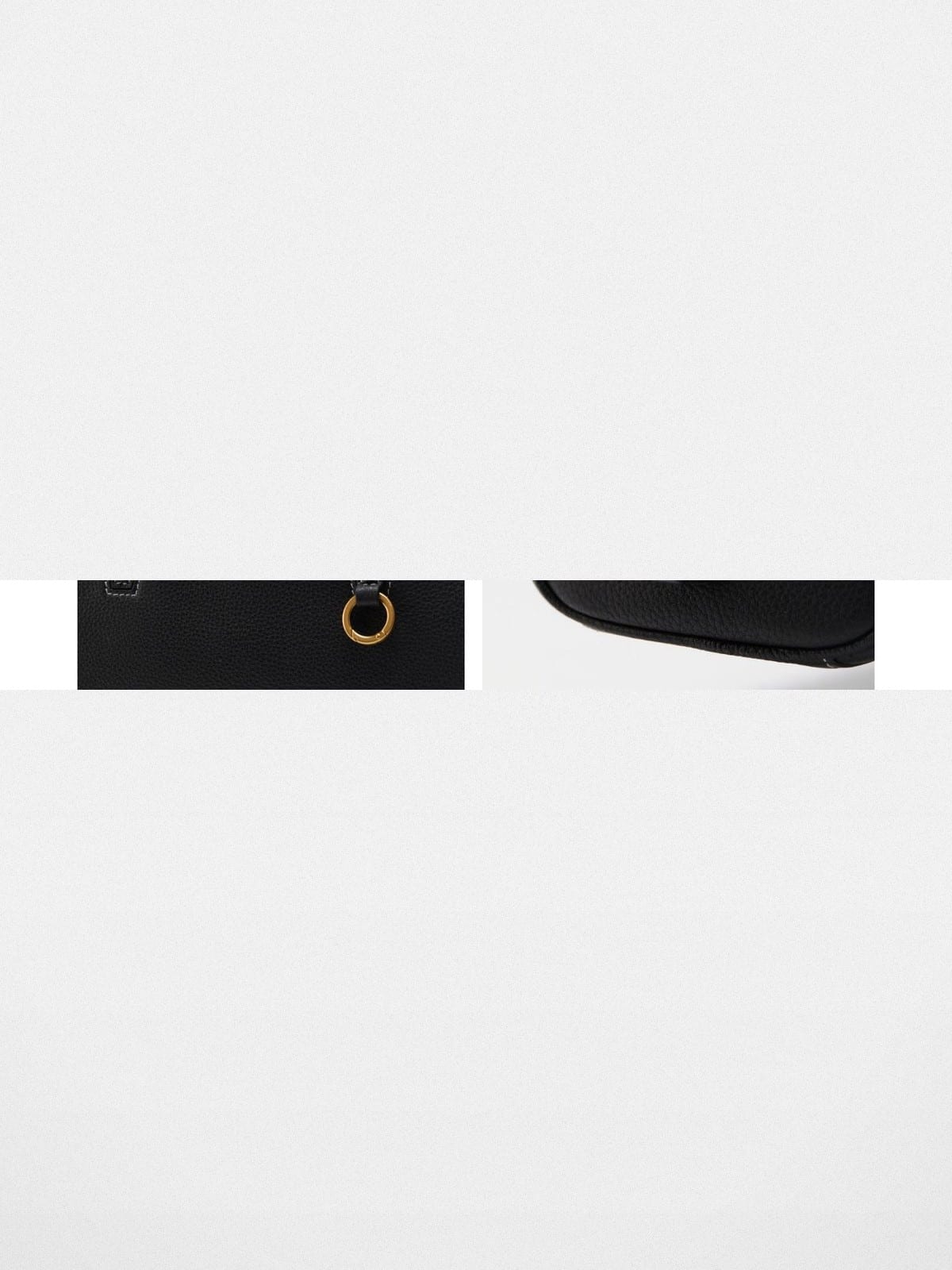 Songmont Contrast Stitch Leather Bowling Bag in Black - Detail