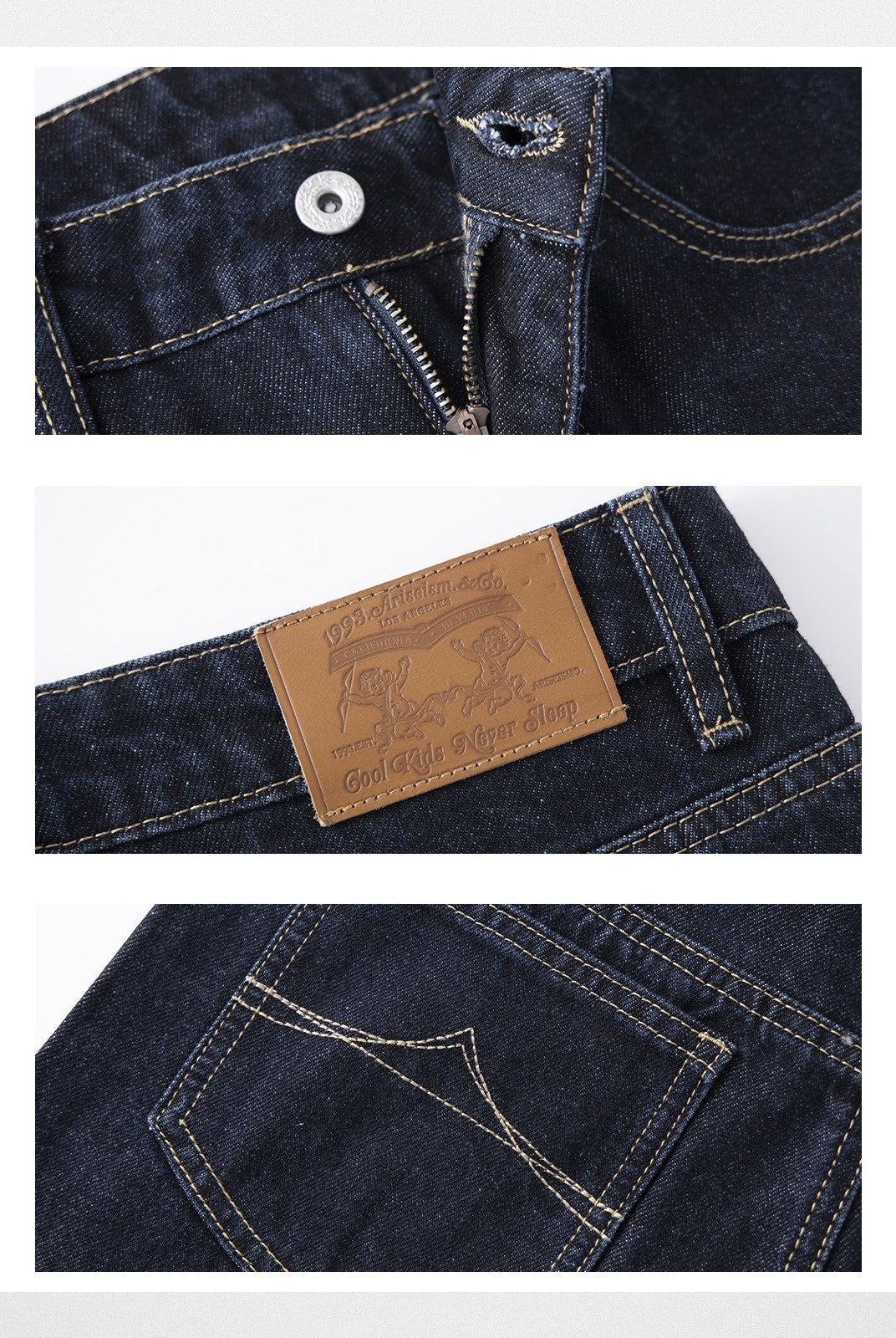 ARISEISM Low Rise Wide Leg Floor Length Jeans in Denim - Detail