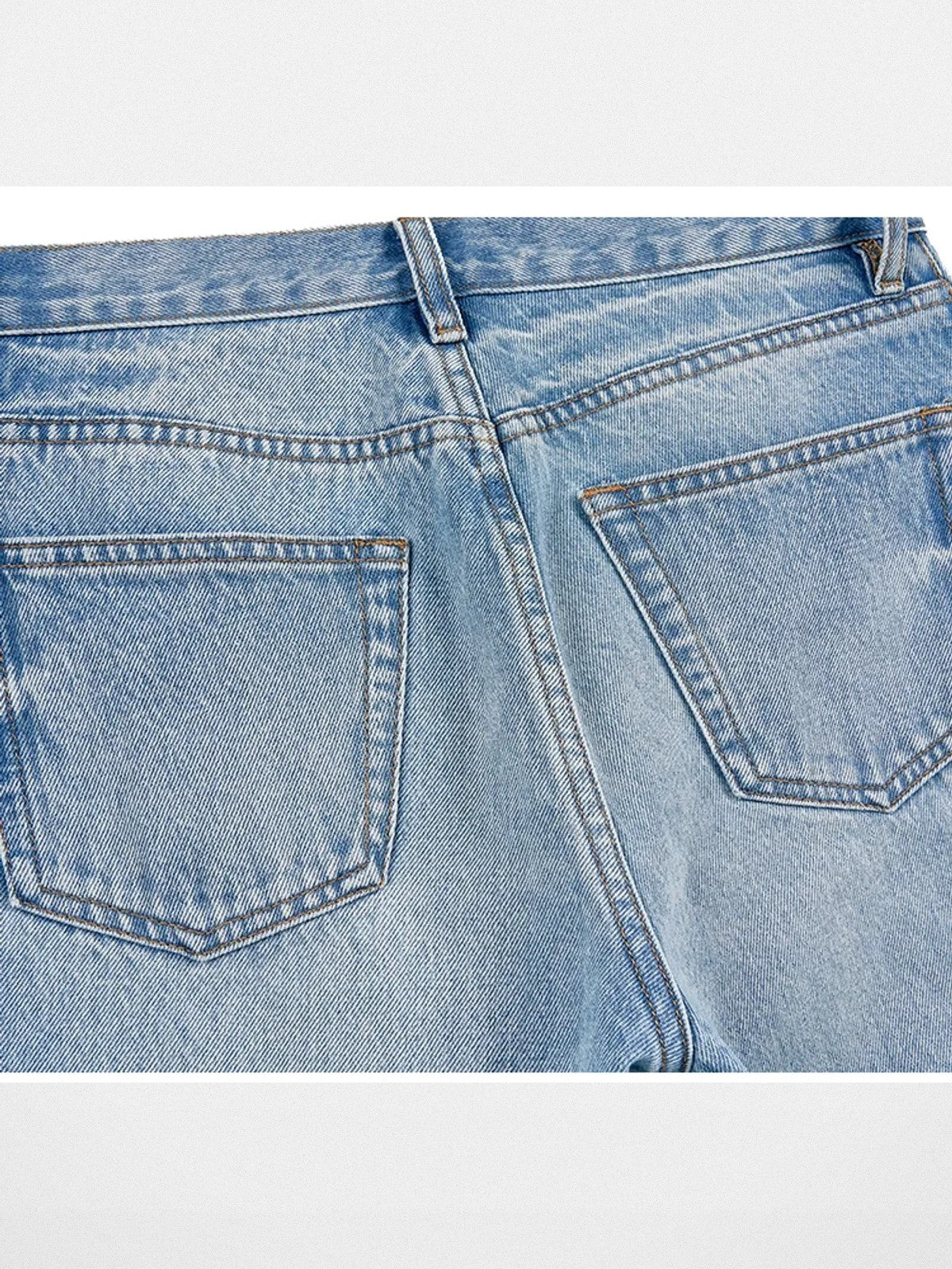 VLABMADE Ice Blue Raw Hem Straight Jeans in Blue - Detail