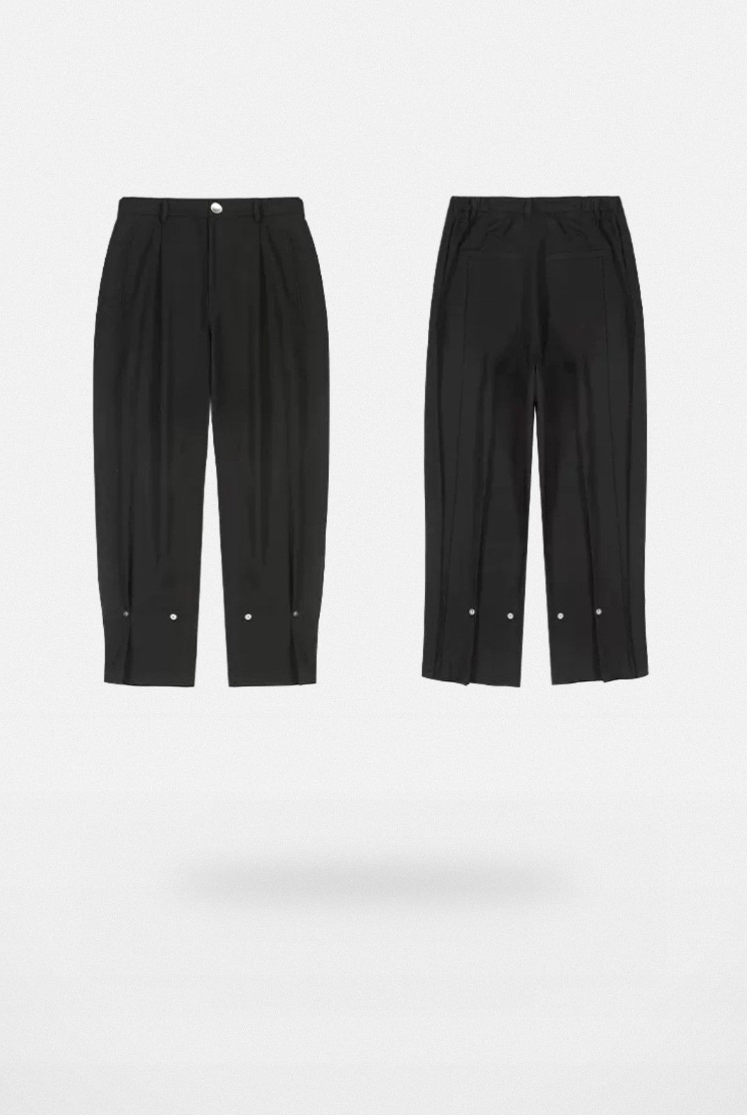 LOSTCTRL Convertible Hem Straight Leg Trousers in Black