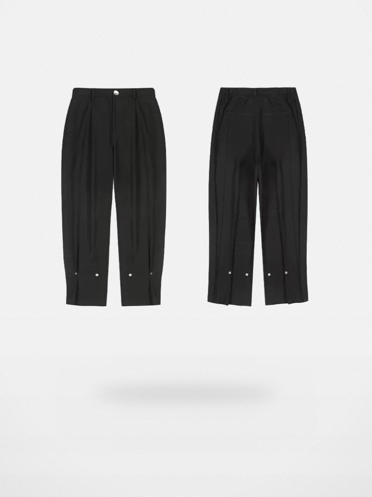 LOSTCTRL Convertible Hem Straight Leg Trousers in Black