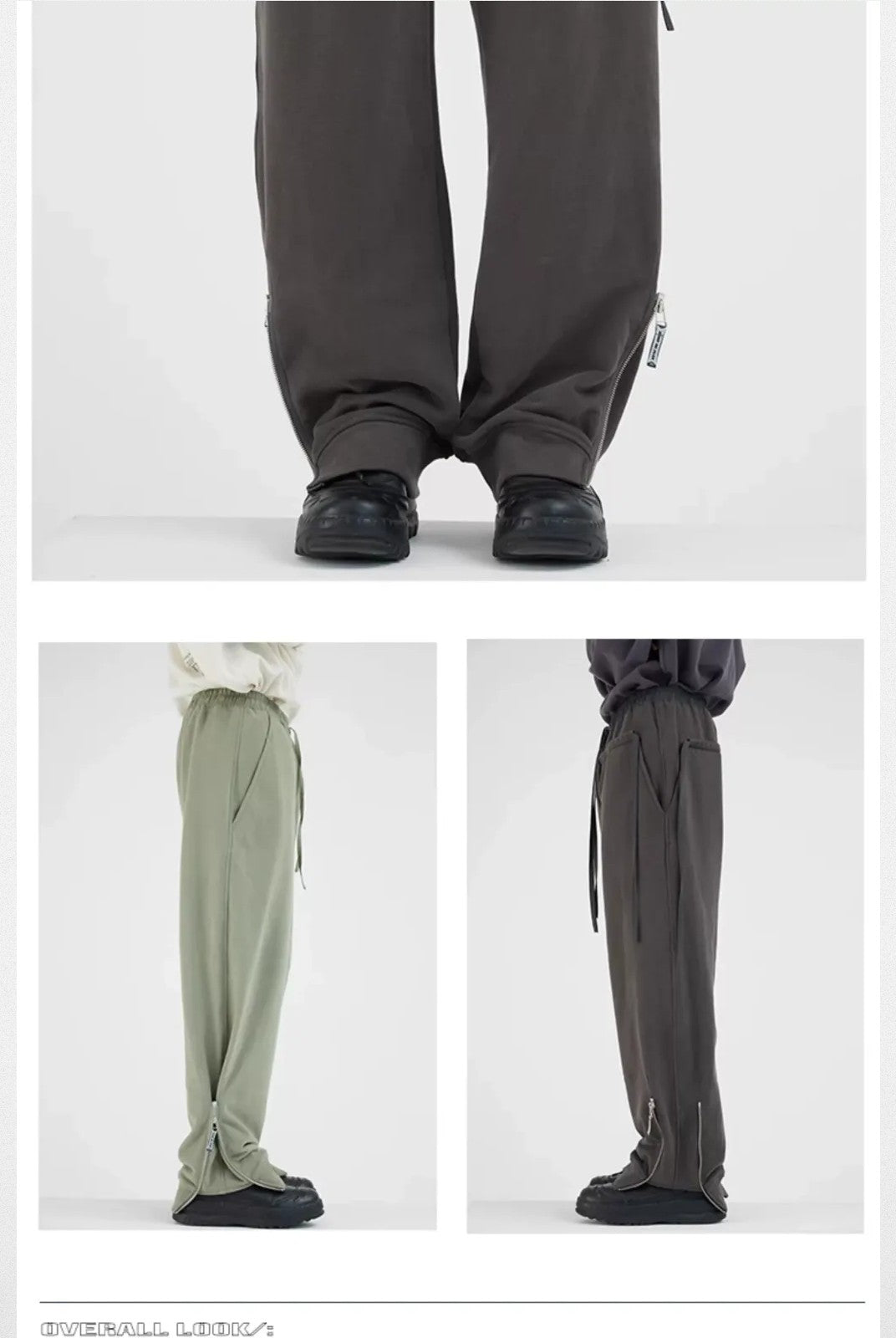 BLINDNOPLAN Zipper Hem Fleece Lined Sweatpants in Gray - On Model