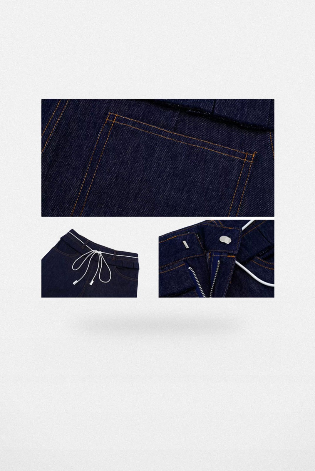 PUKI Double Waistband Curved Leg Jeans in Blue