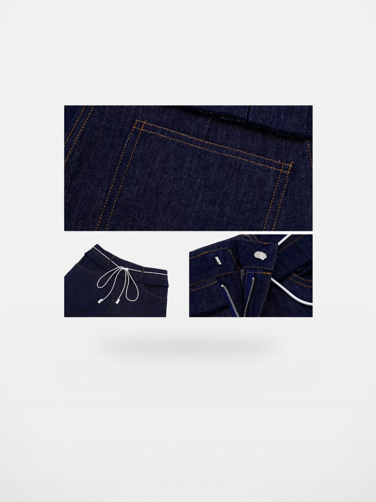 PUKI Double Waistband Curved Leg Jeans in Blue