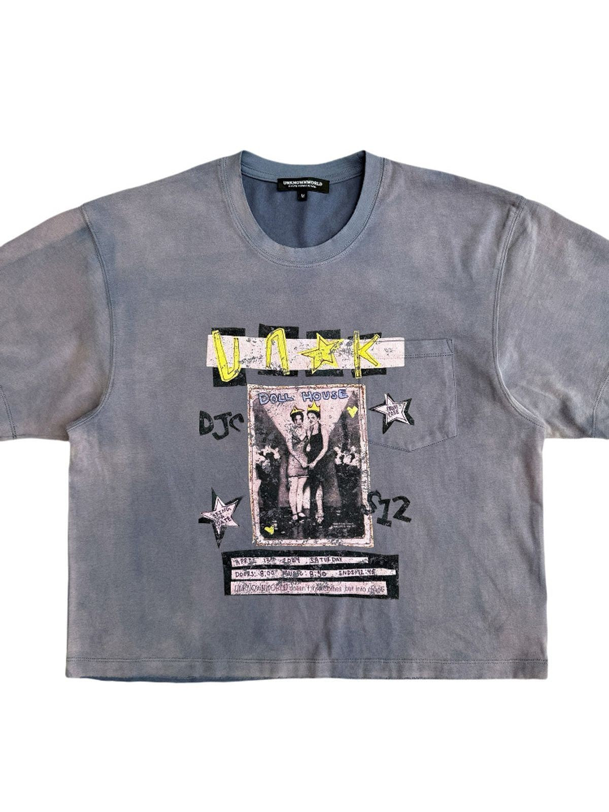 UNKNOWNWORLD Sun Faded Distressed Graphic T Shirt in Blue