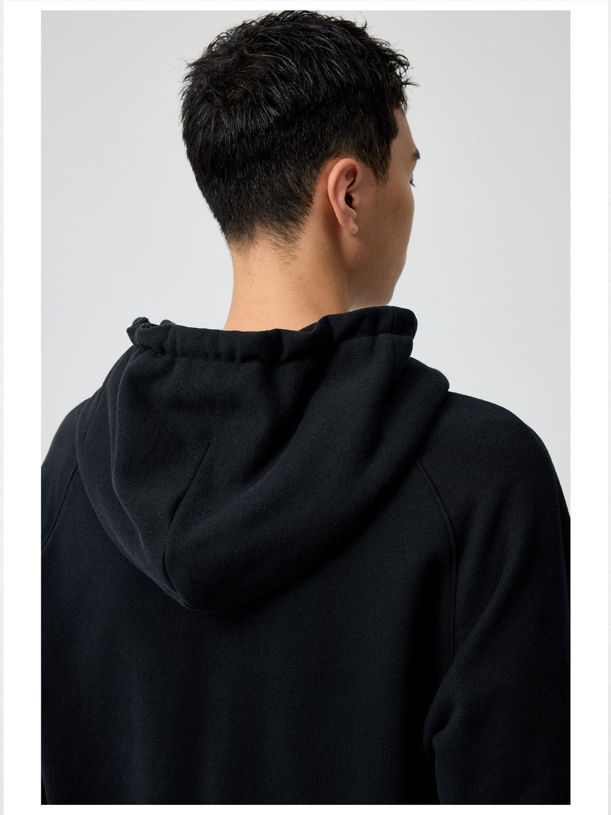 Simple Project Cotton Blend Zip Up Hoodie in Navy Blue - On Male Model