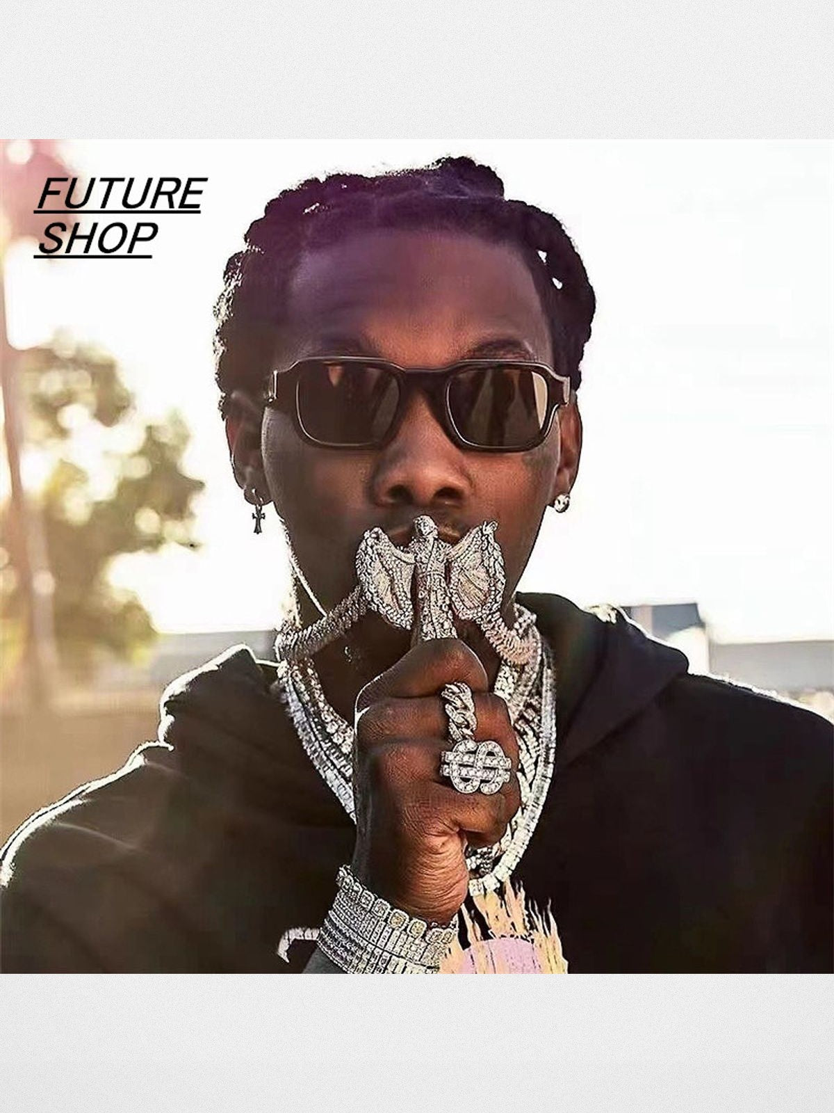 FUTURE UPDATE Rectangular Acetate Sunglasses in Brown - On Male Model