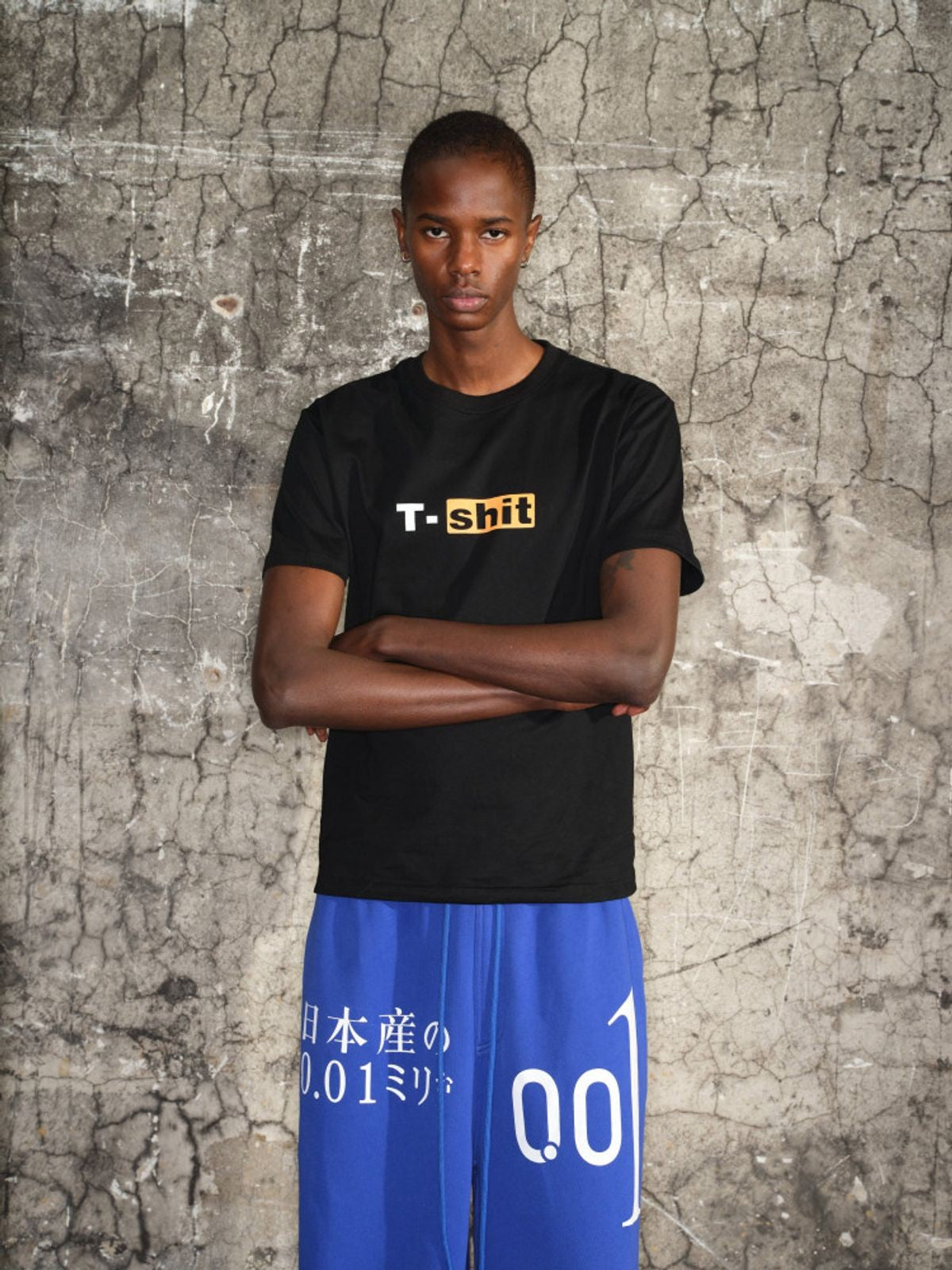 TRIANGLE PROJECT Parody Print Cotton T Shirt in Black - On Model