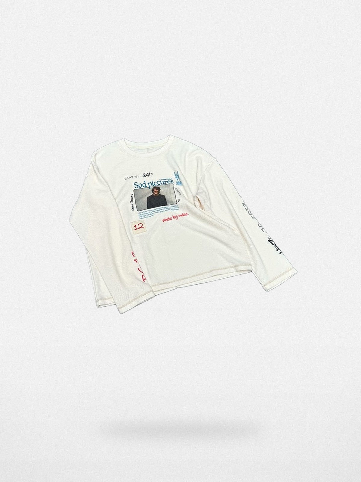 SOD Keanu Graphic Waffle Knit Top in White