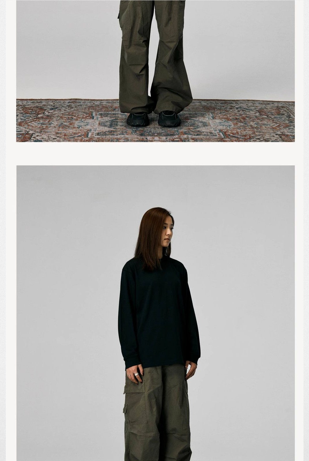 SWFI 260g Cotton Long Sleeve T Shirt in Black - On Female Model