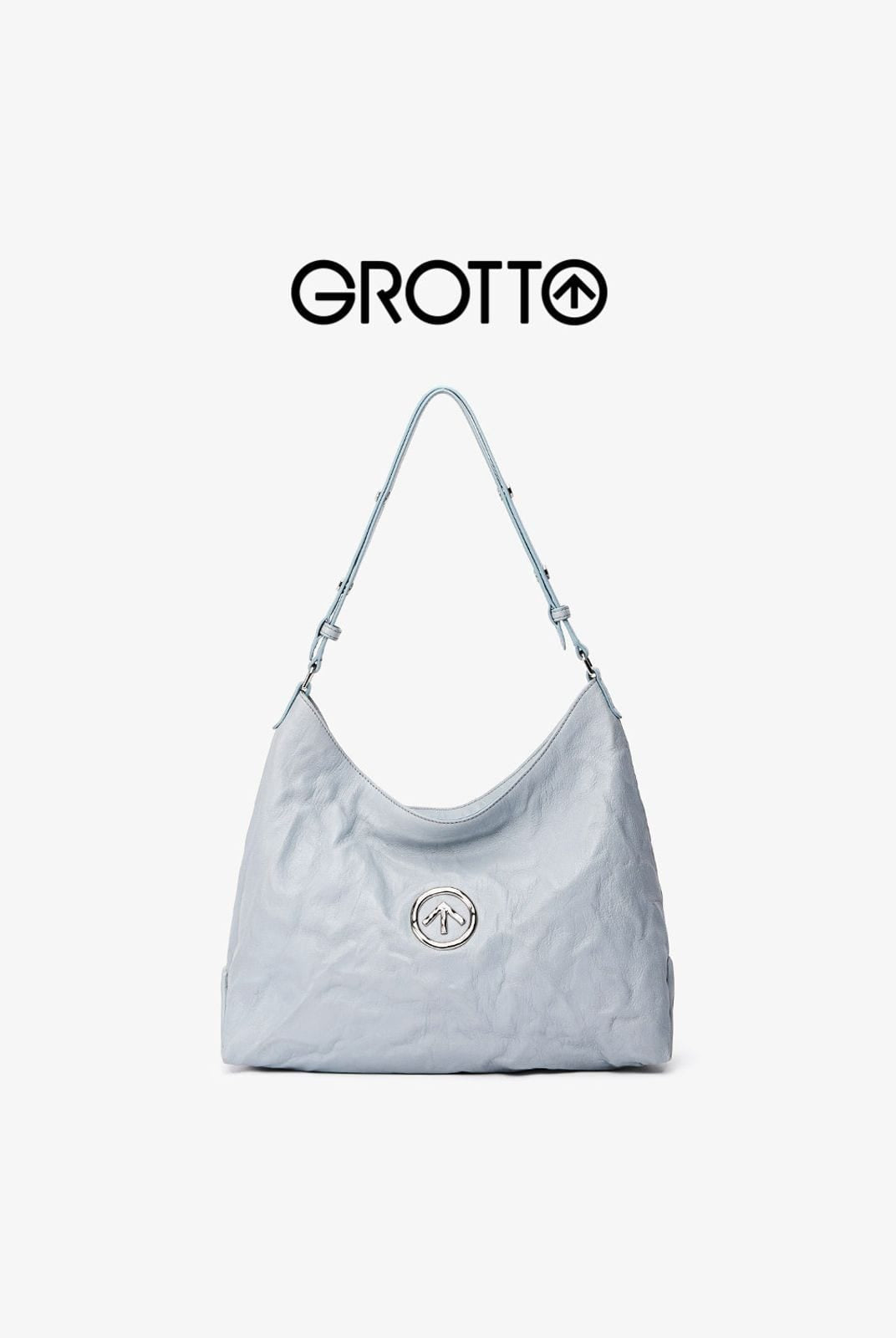 Grotto Vegetable Tanned Sheepskin Hobo in Blue