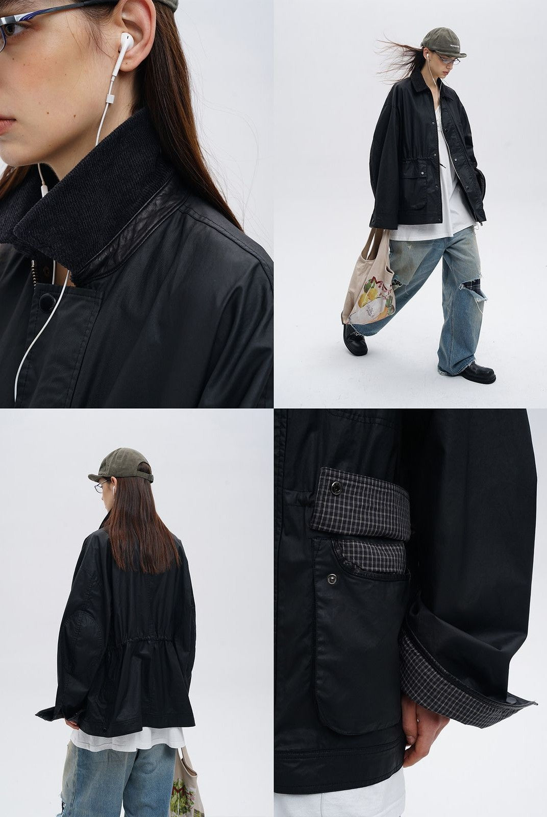 MasonPrince Waxed Pima Cotton Barn Jacket in Black - On Model