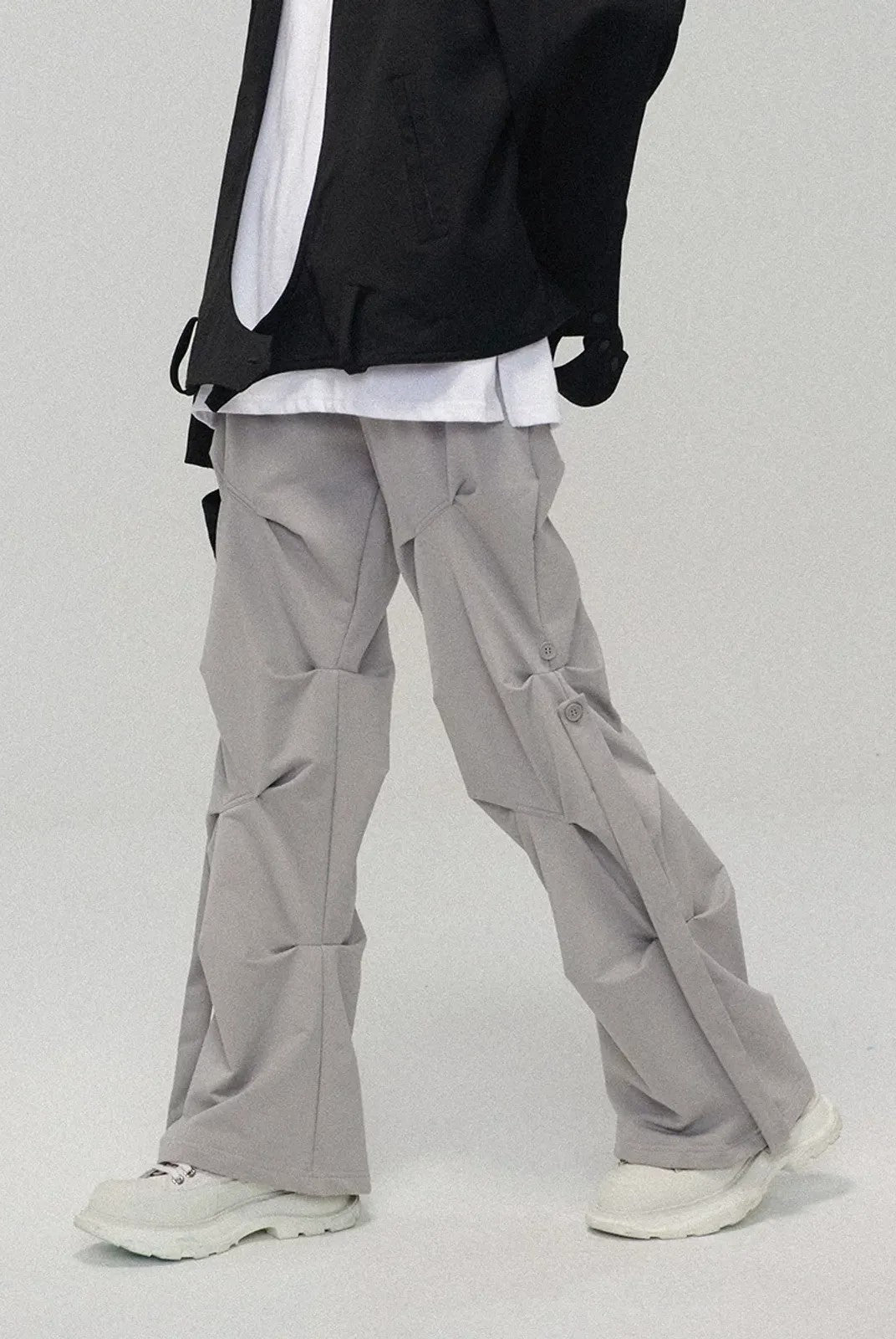 LOSTCTRL Ruched Panel Pants in Gray