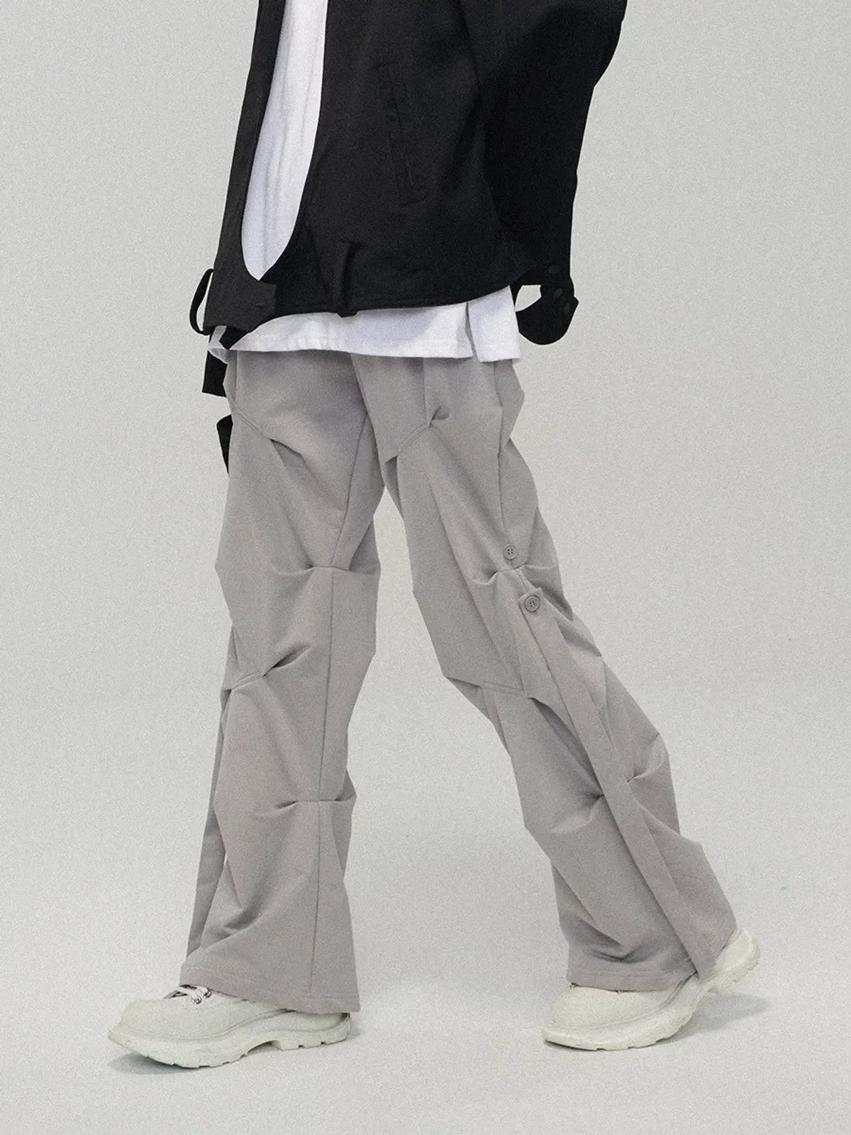 LOSTCTRL Ruched Panel Pants in Gray