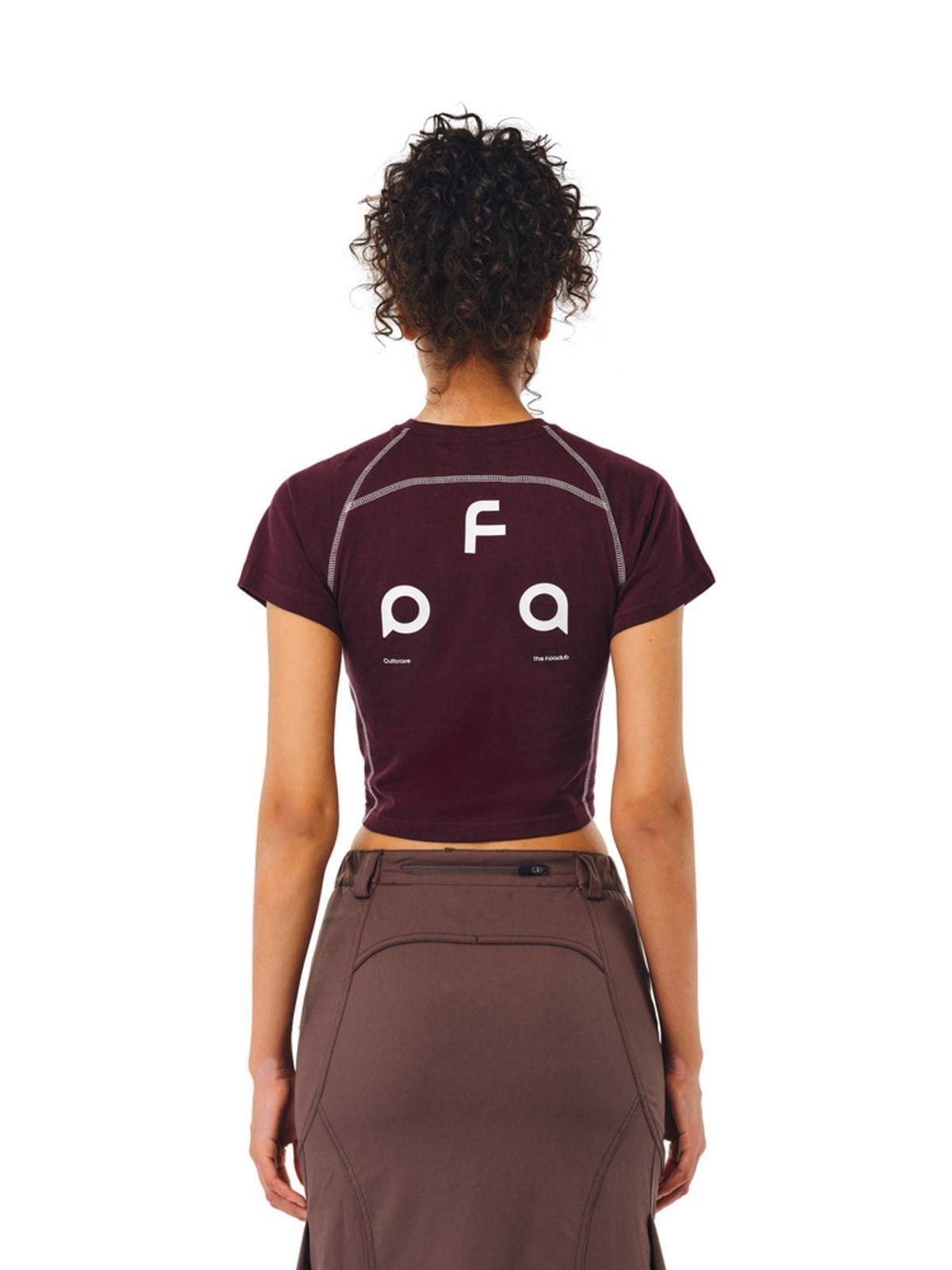 FPA Store Contrast Stitch Antibacterial Tee in Burgundy - On Model