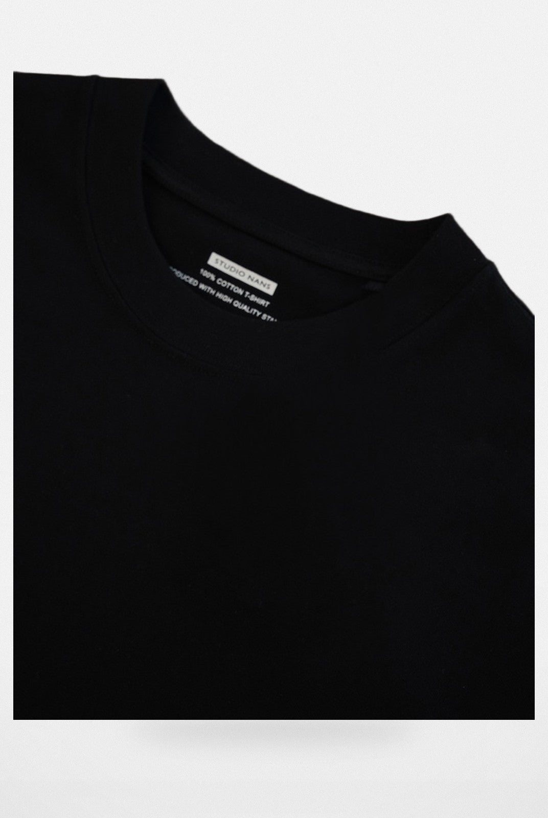 NANS Heavyweight Cotton Long Sleeve Tee in Black - Detail