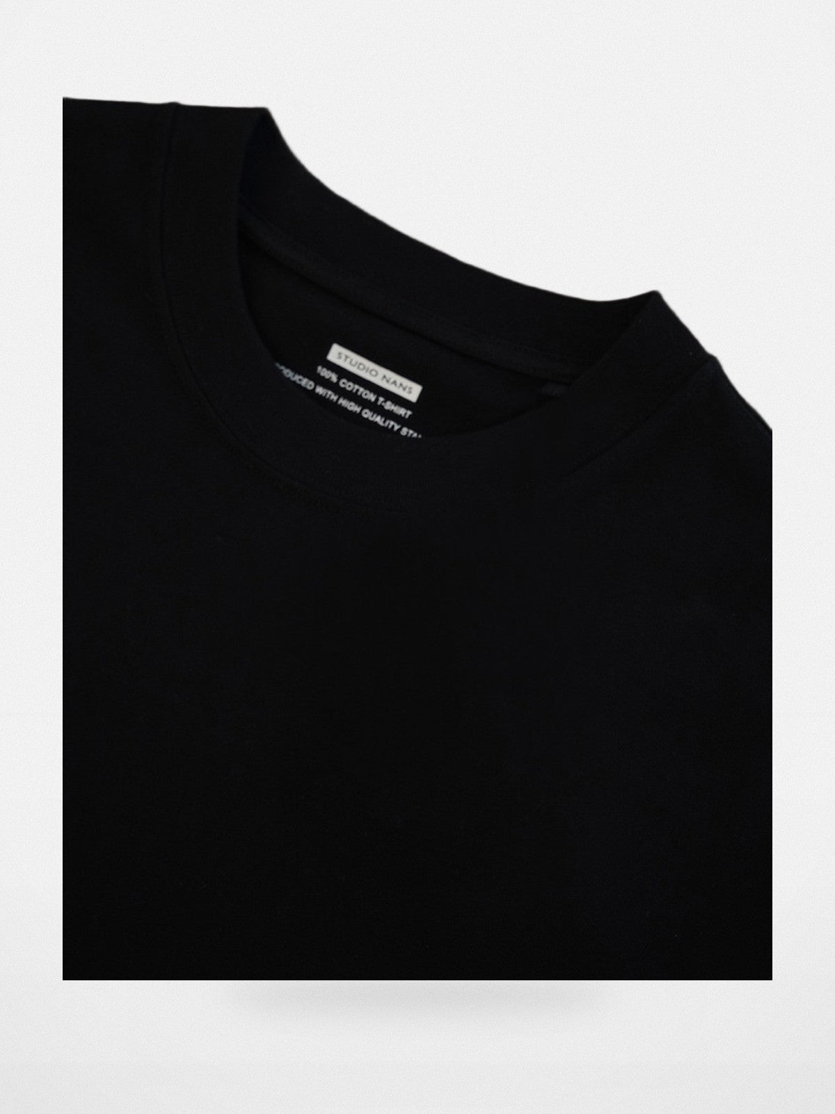 NANS Heavyweight Cotton Long Sleeve Tee in Black - Detail