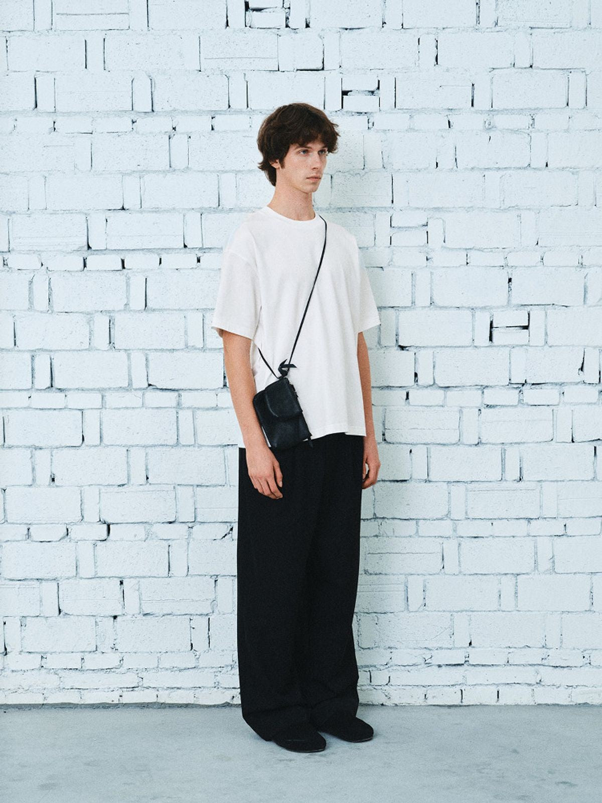 NANS 240g High Twist Cotton T Shirt in White - On Model