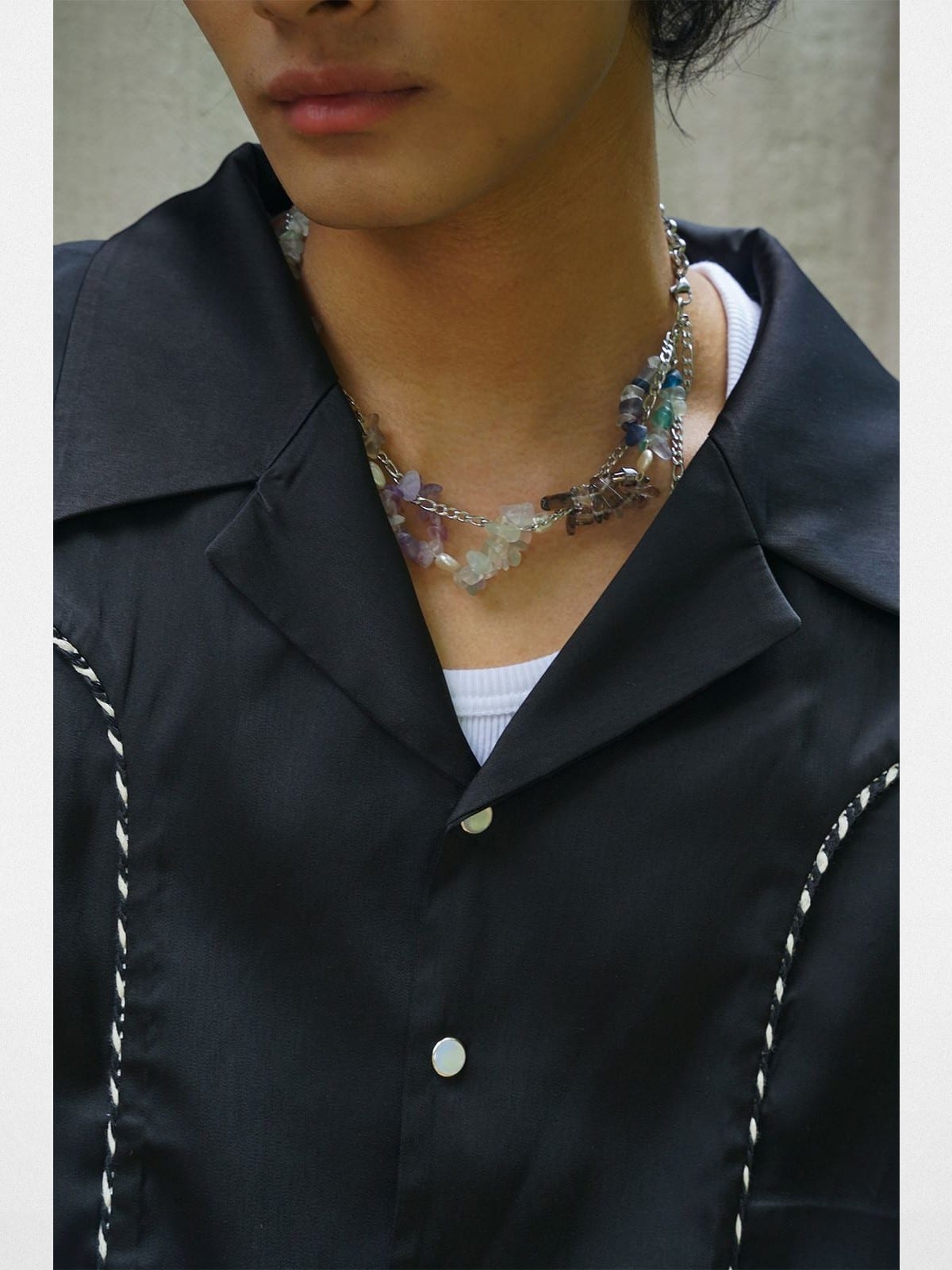 Retro21 Fringe Trim Shirt Jacket in Black - Detail